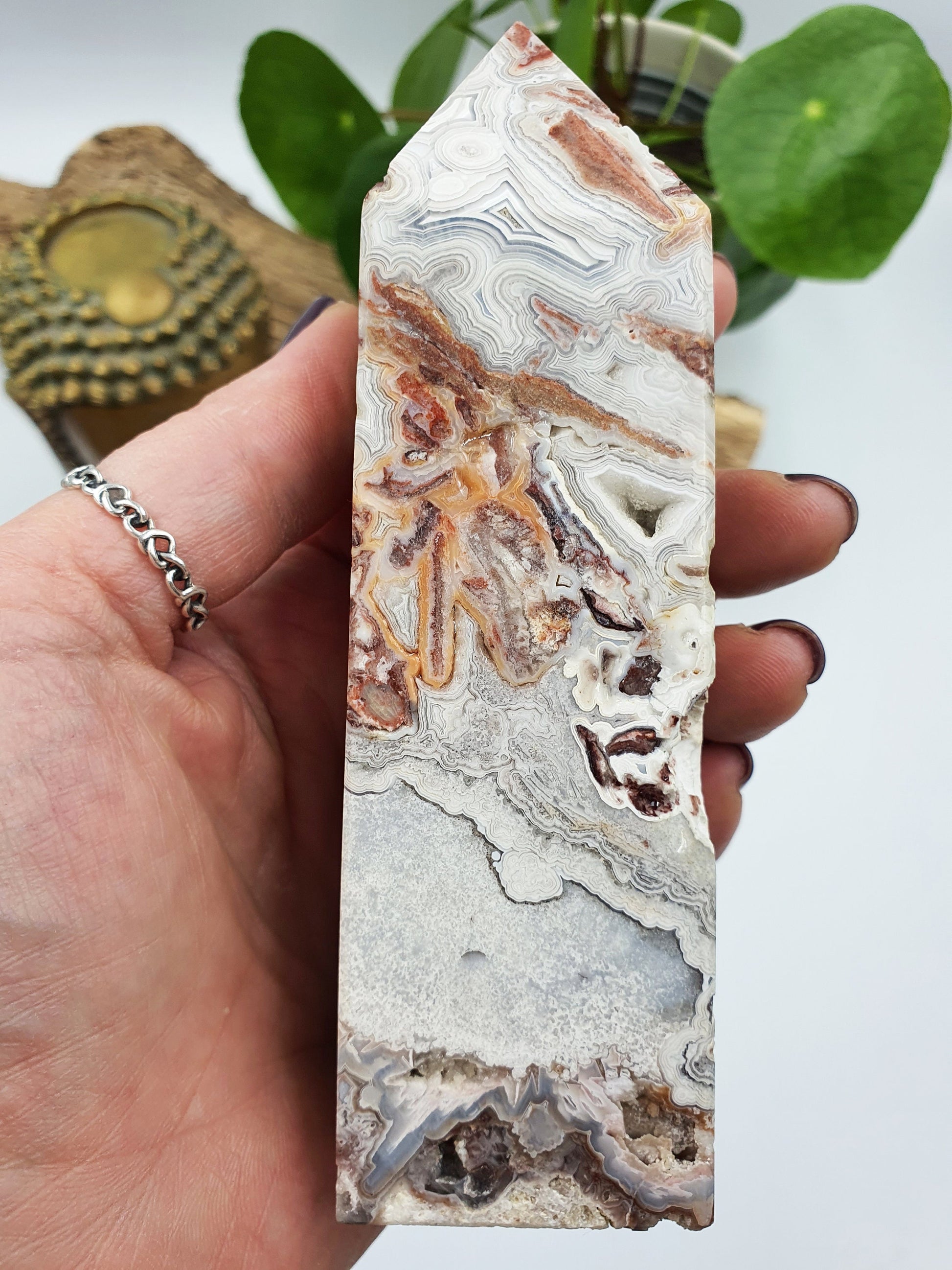 Mexican Crazy Lace Agate Crystal Tower