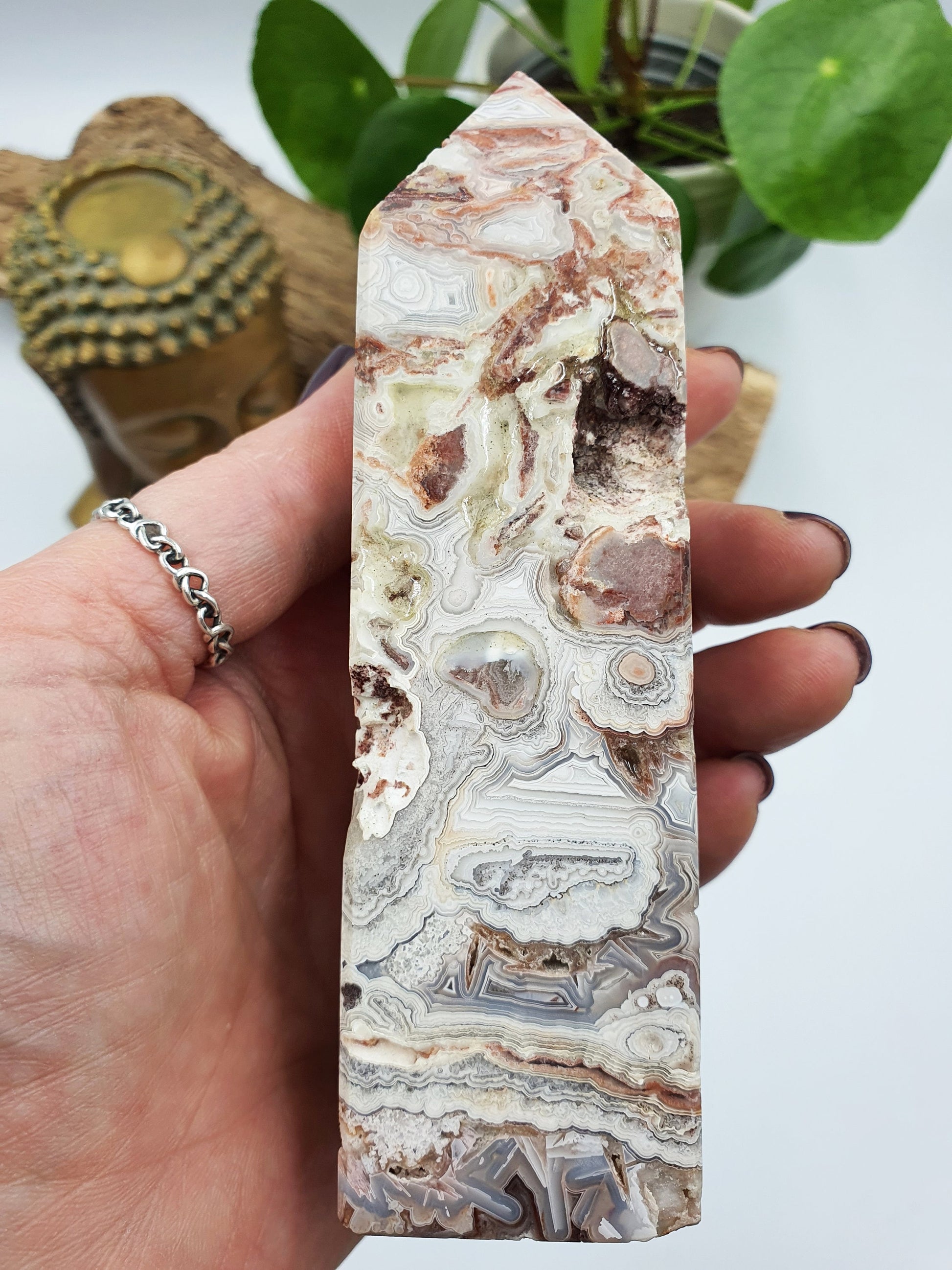 Mexican Crazy Lace Agate Crystal Tower