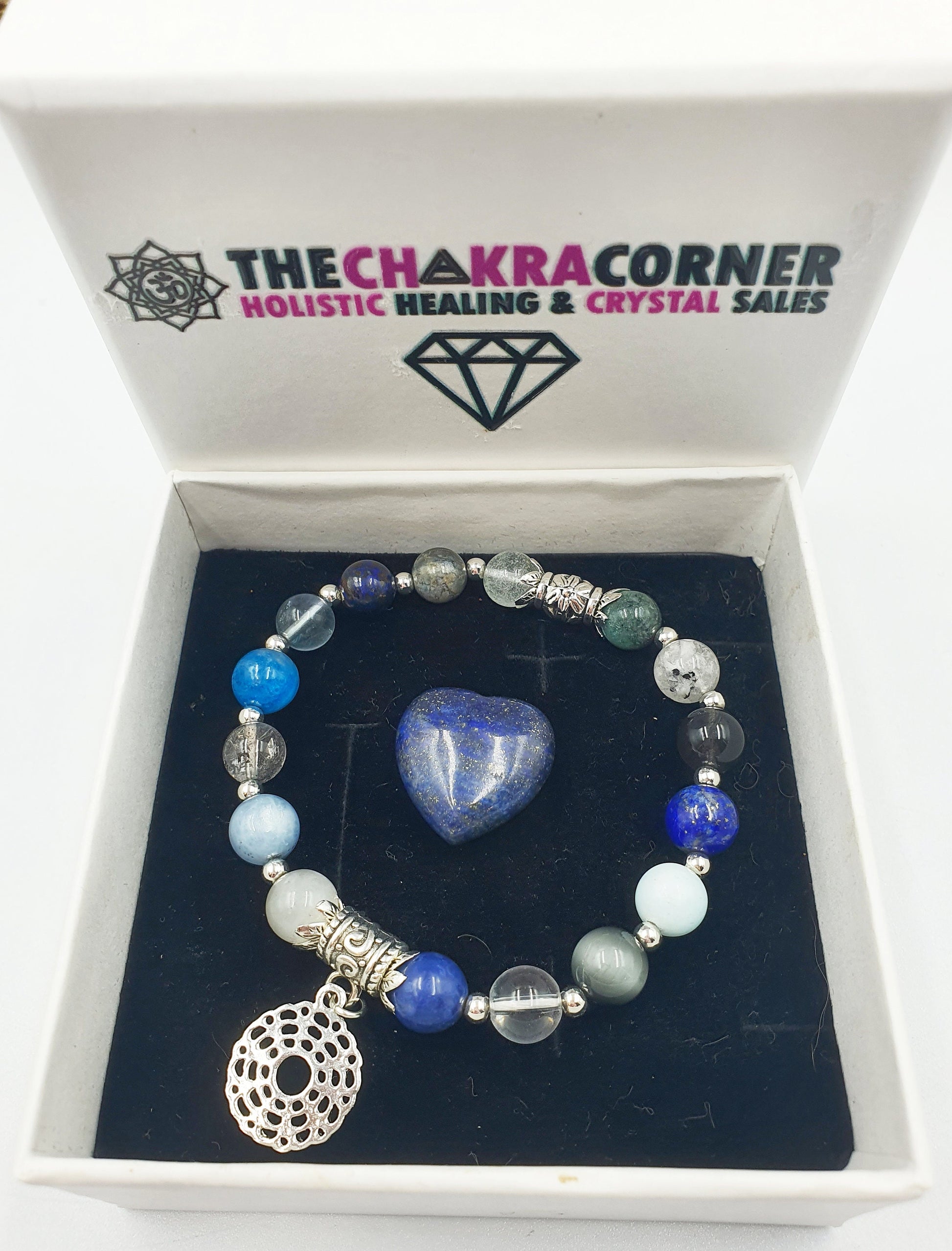 Spiritual Development Support Crystal Healing Bracelet with Chakra Charm (with 16 different crystals)