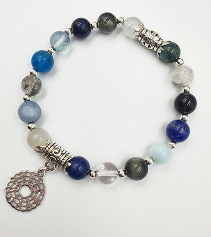 Spiritual Development Support Crystal Healing Bracelet with Chakra Charm (with 16 different crystals)