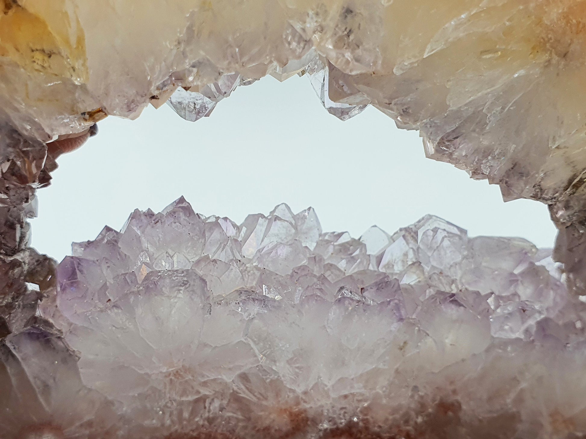 Pink Amethyst Crystal Slice with druzy