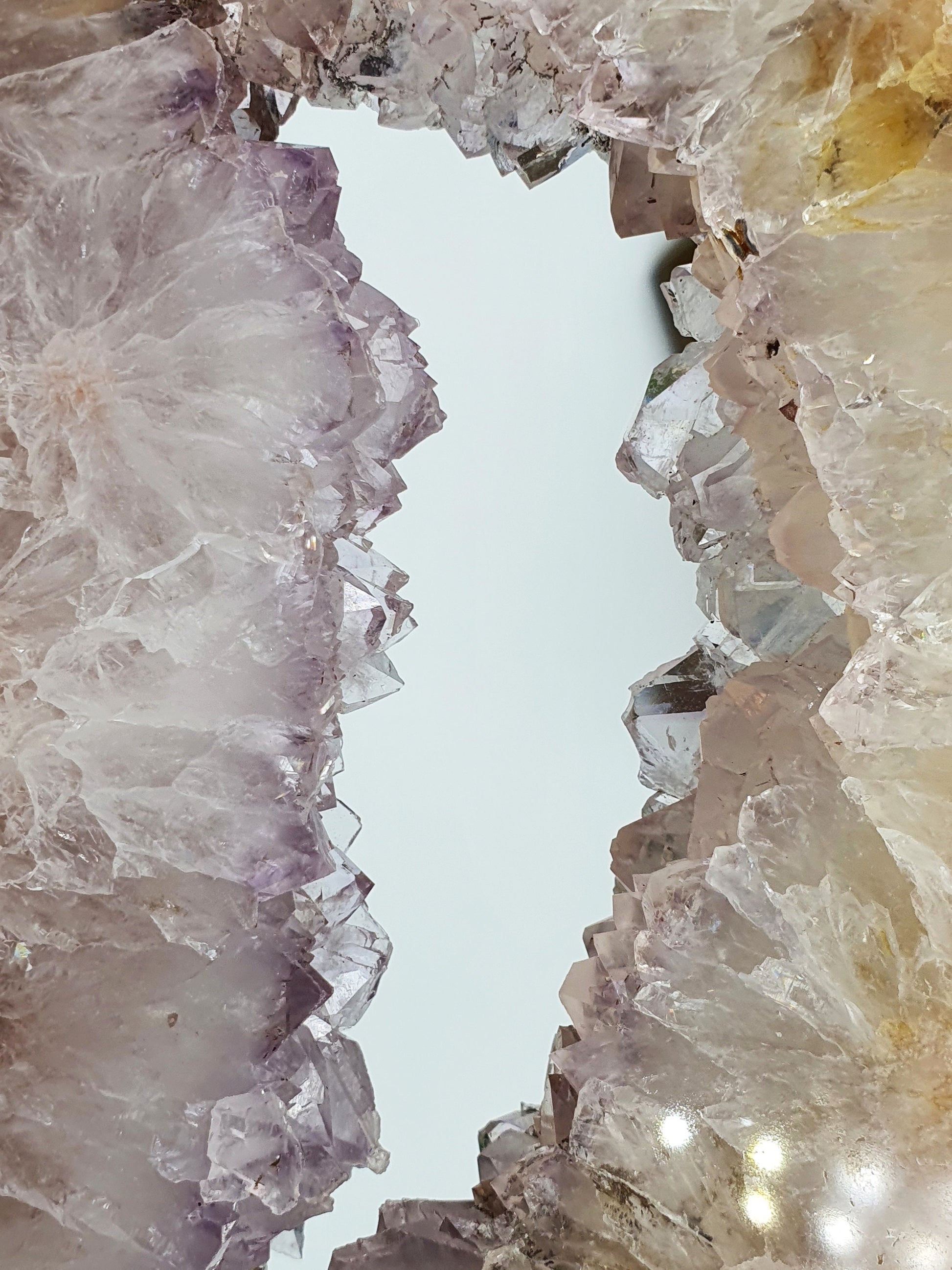 Pink Amethyst Crystal Slice with druzy