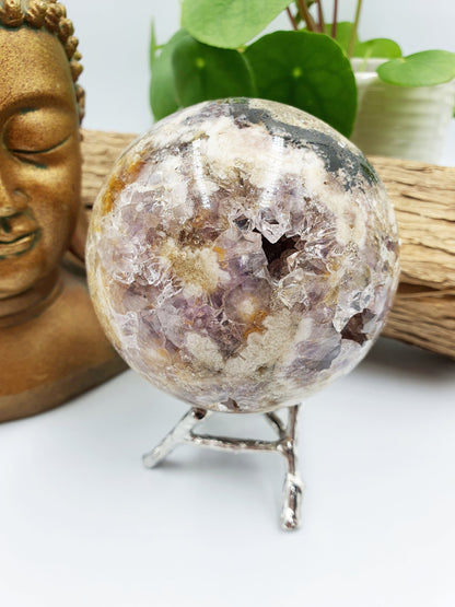 Pink Amethyst Sphere with sparkly druzy