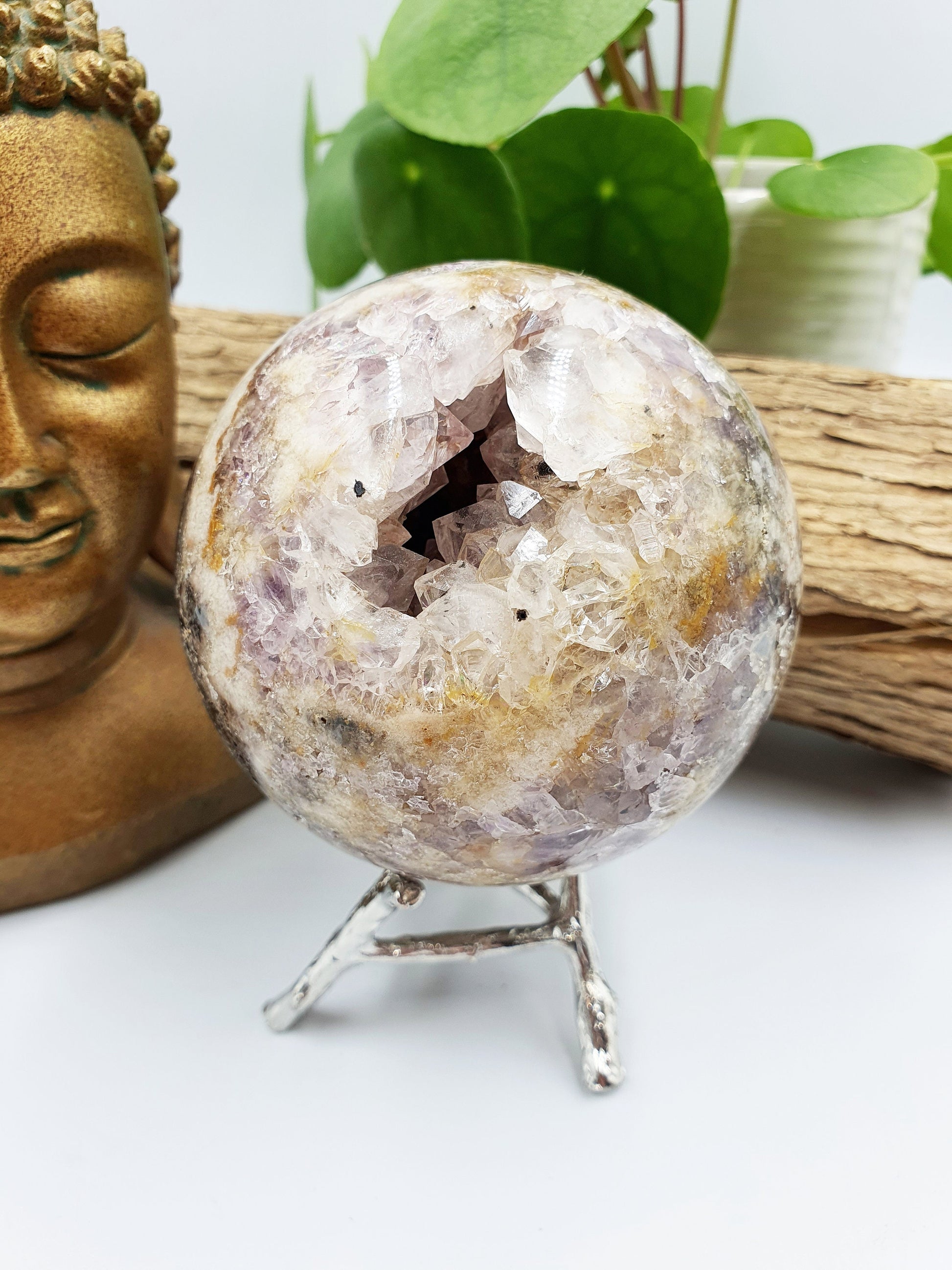 Pink Amethyst Sphere with sparkly druzy
