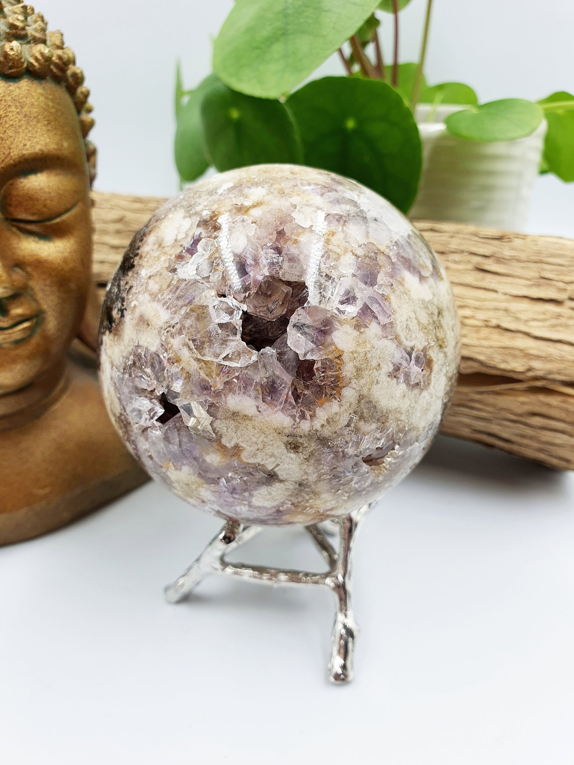 Pink Amethyst Sphere with sparkly druzy