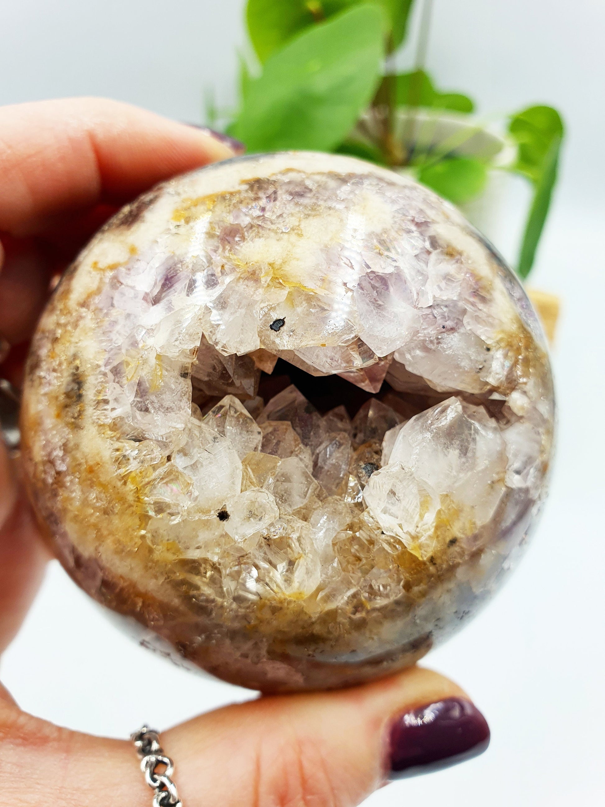 Pink Amethyst Sphere with sparkly druzy