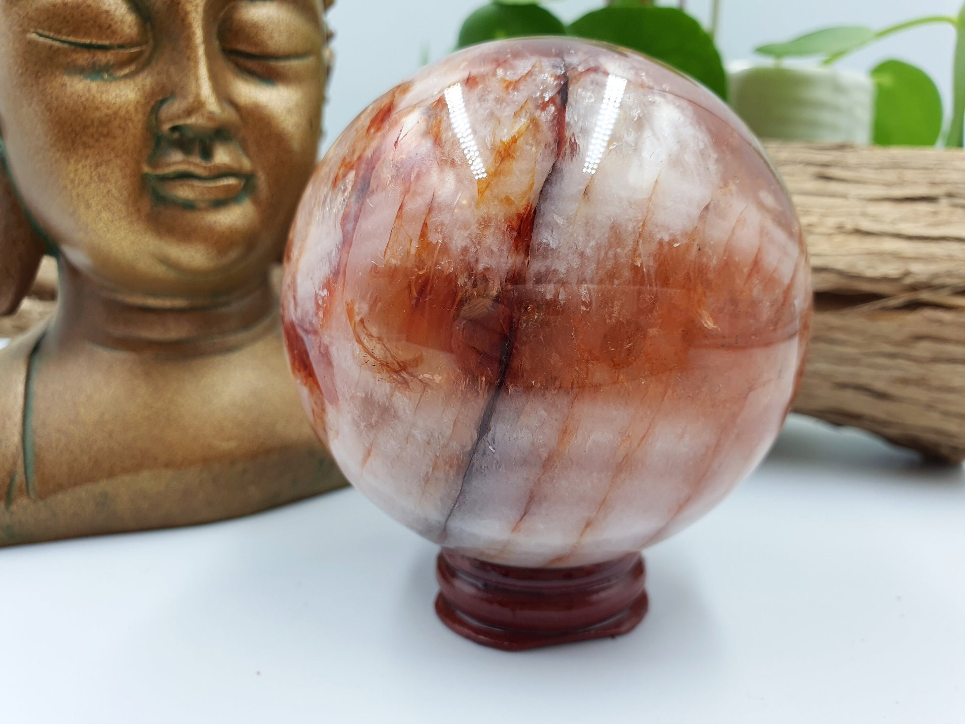 High Grade Large Fire Quartz Sphere
