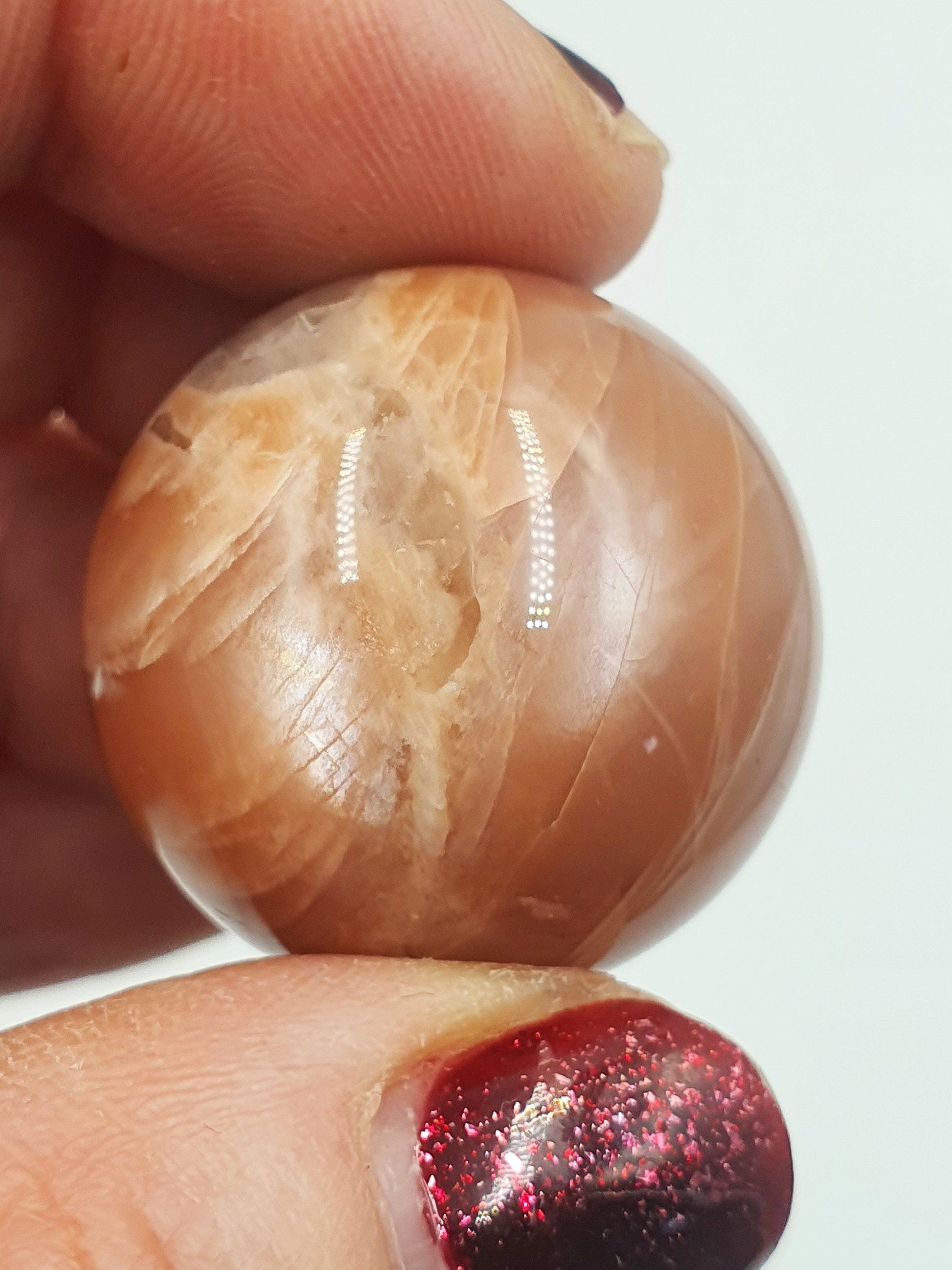 A Grade Flashy Peach Moonstone Crystal Sphere - 27.4mm