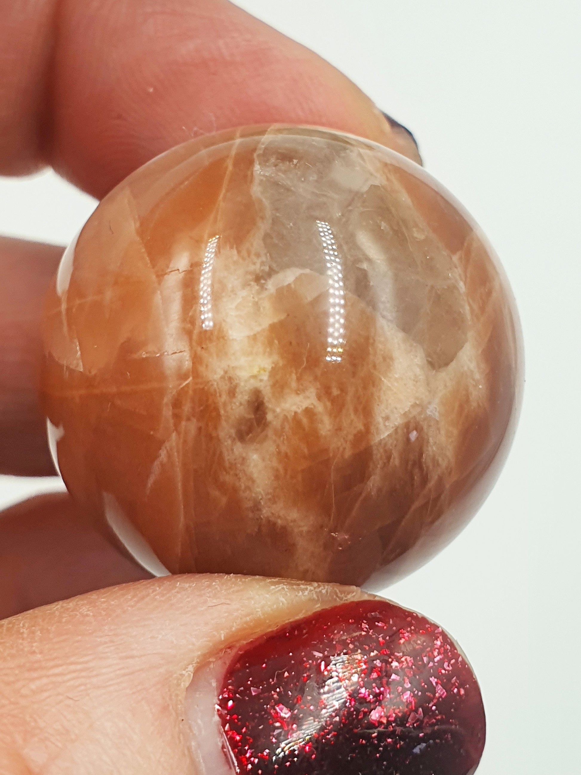 A Grade Flashy Peach Moonstone Crystal Sphere - 27.4mm