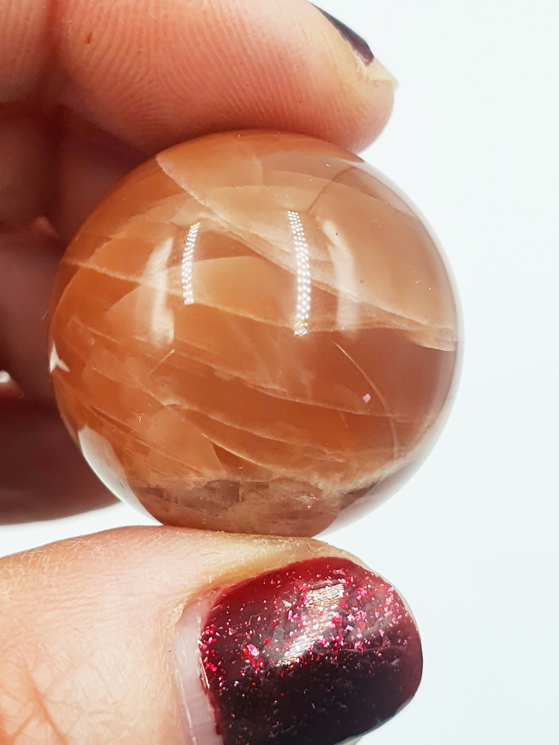 A Grade Flashy Peach Moonstone Crystal Sphere - 27.4mm