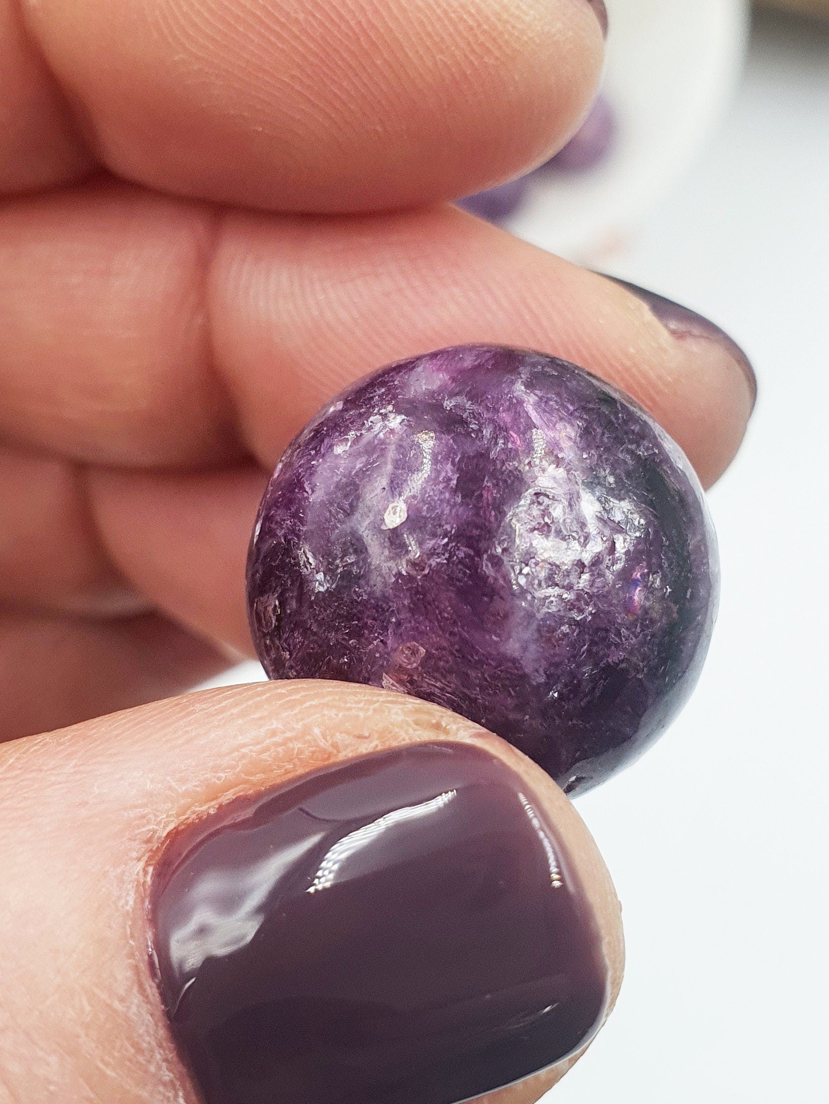 Flashy Purple Mica in Quartz Crystal Mini Sphere - approx 20mm
