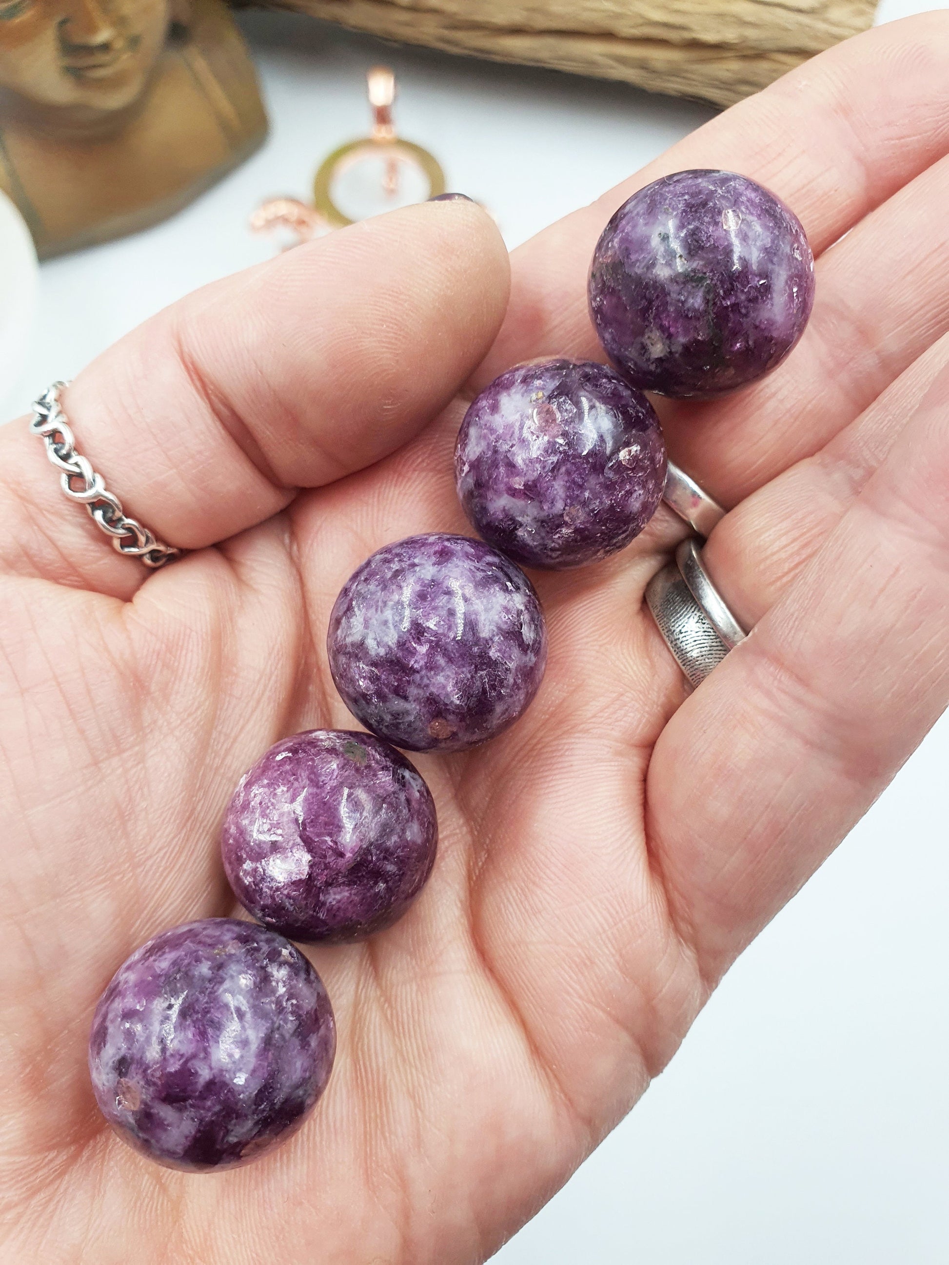 Flashy Purple Mica in Quartz Crystal Mini Sphere - approx 20mm