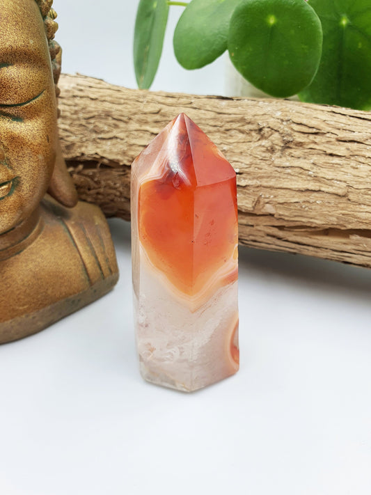 Sparkling Drusy Carnelian Crystal Tower