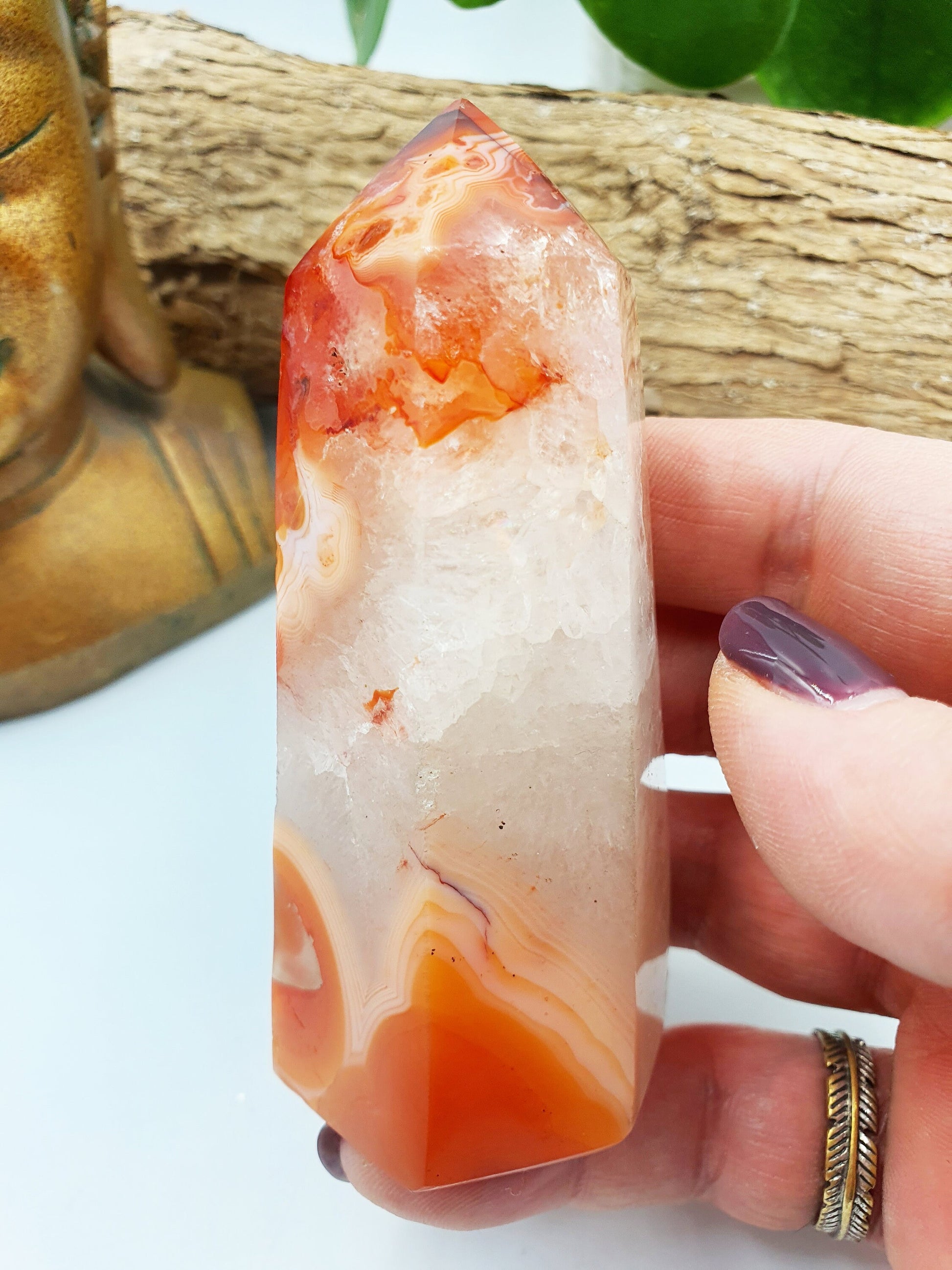 Sparkling Drusy Carnelian Crystal Tower