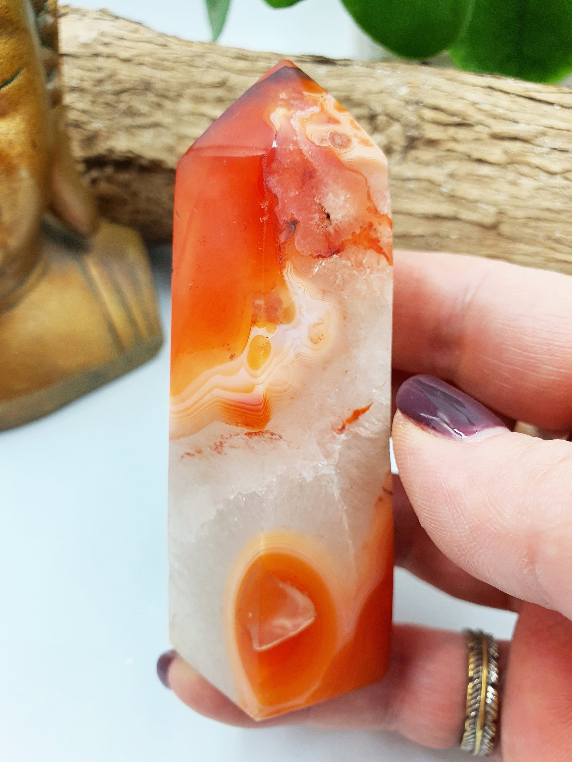 Sparkling Drusy Carnelian Crystal Tower