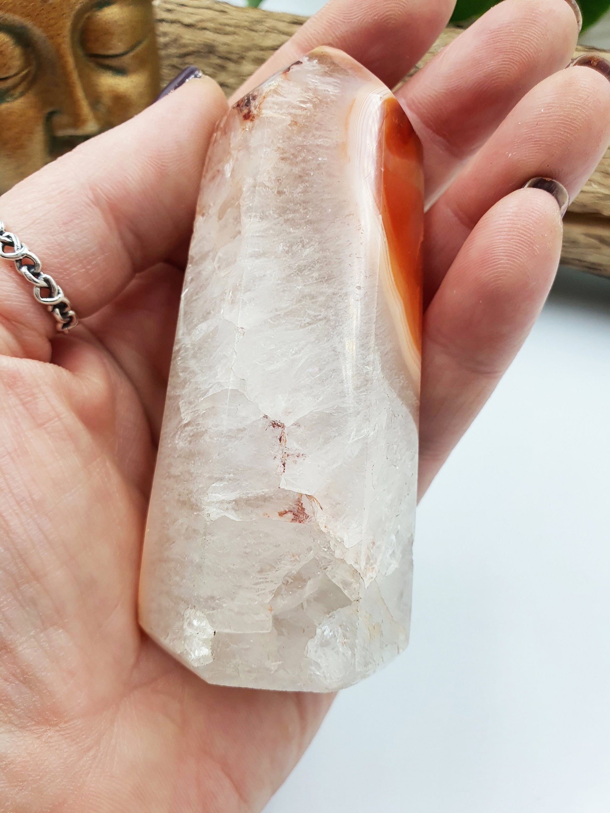 Sparkling Drusy Carnelian Crystal Tower