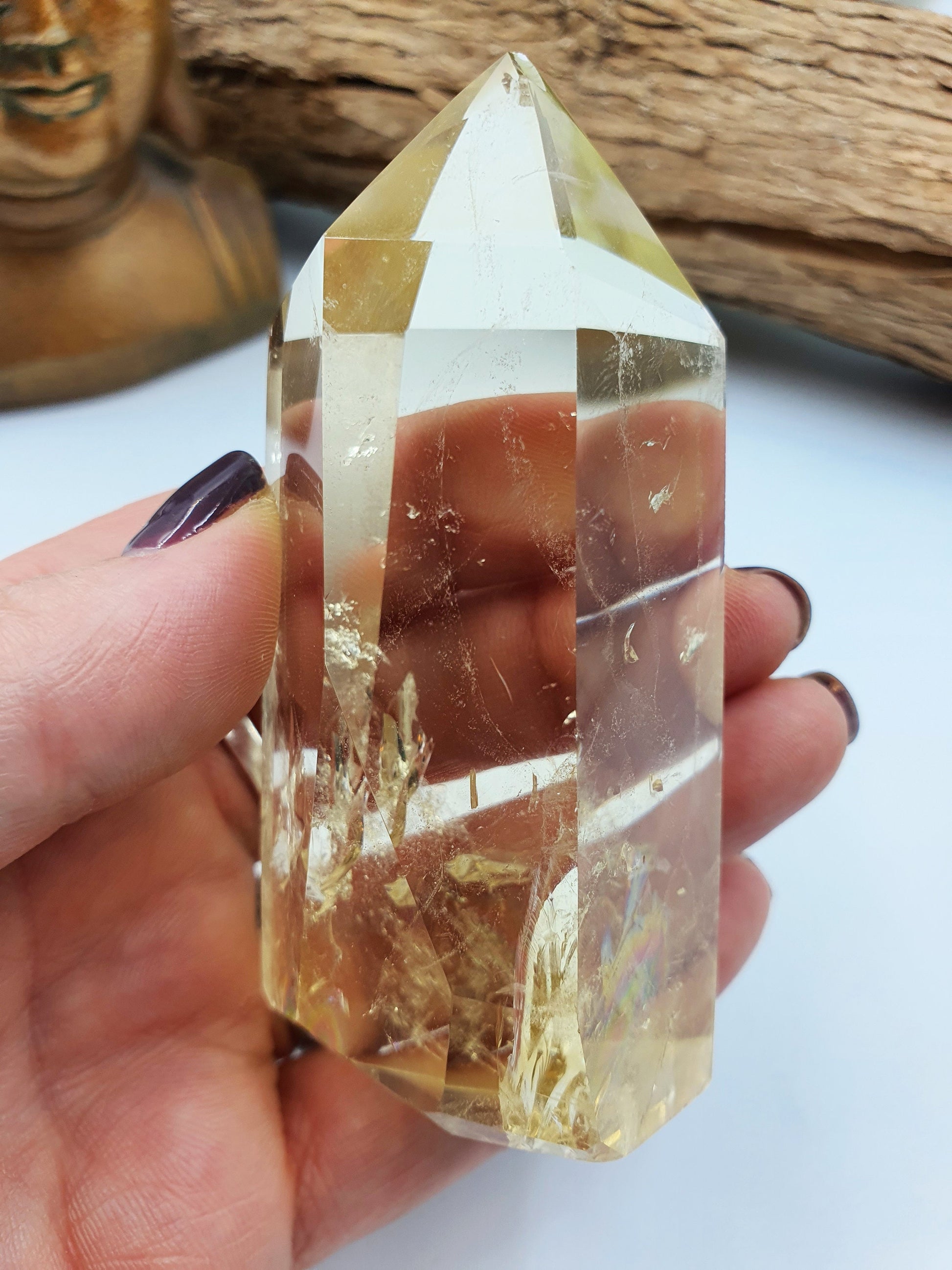 Citrine Crystal Tower With Rainbows