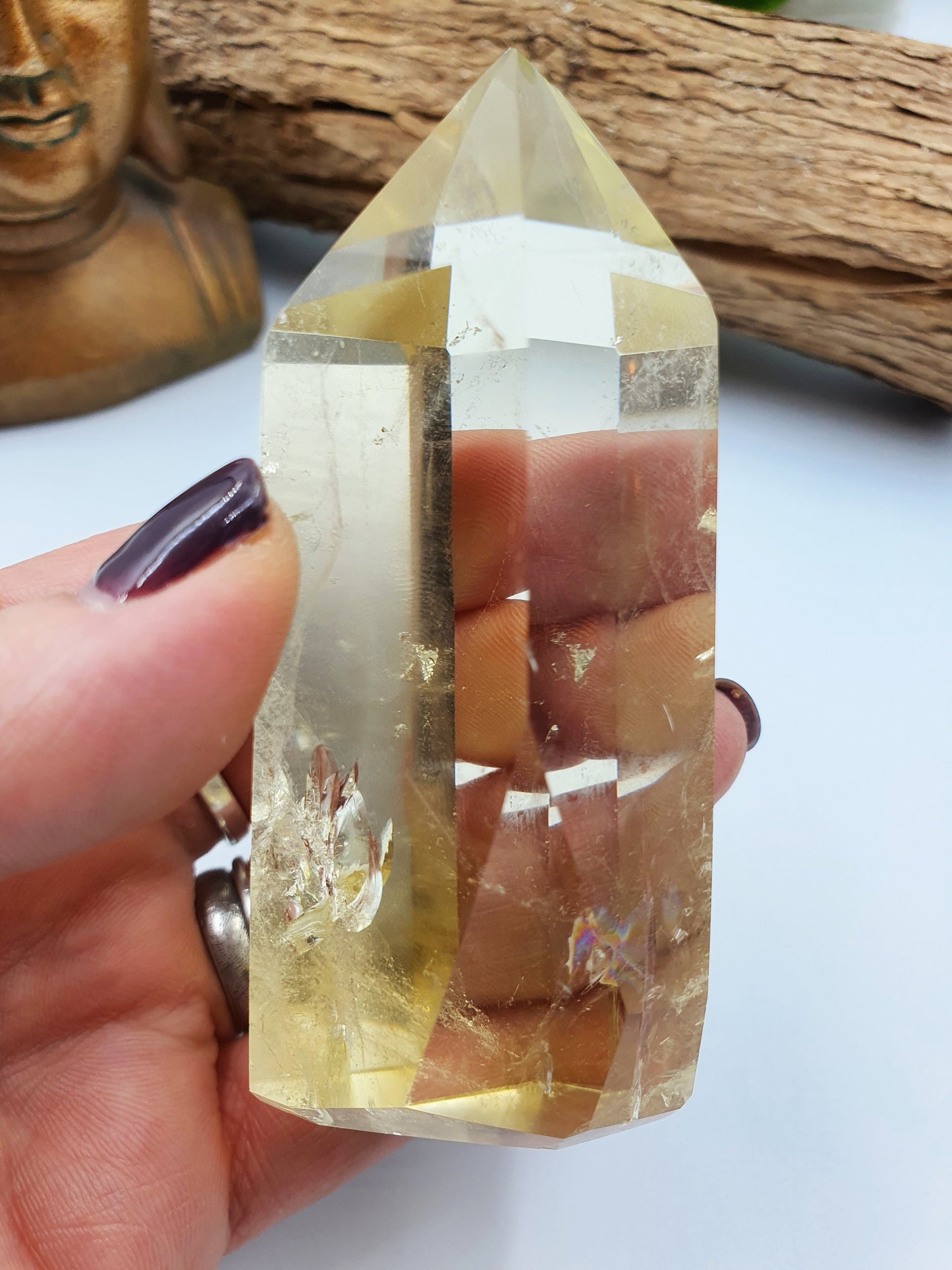 Citrine Crystal Tower With Rainbows