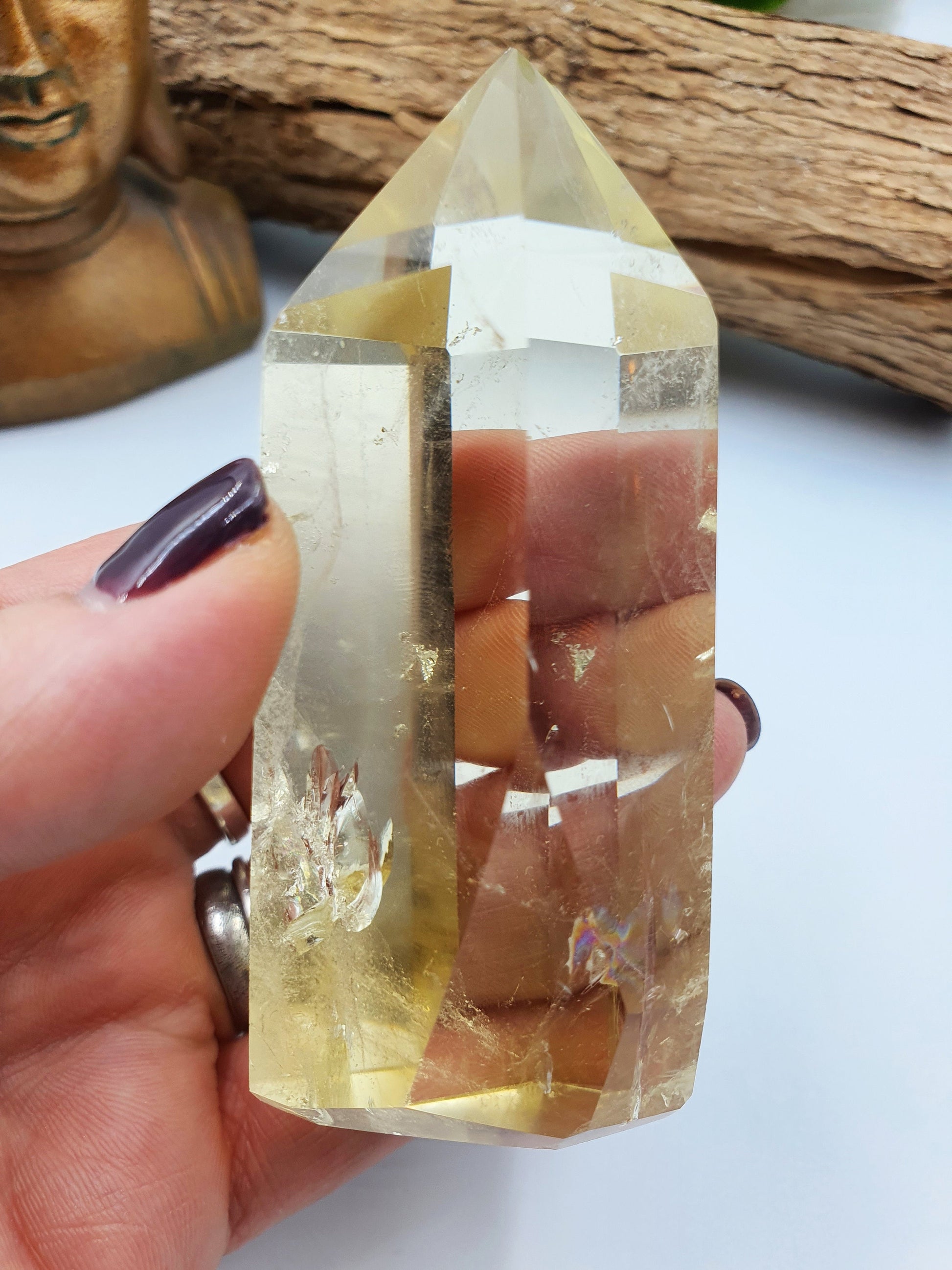Citrine Crystal Tower With Rainbows