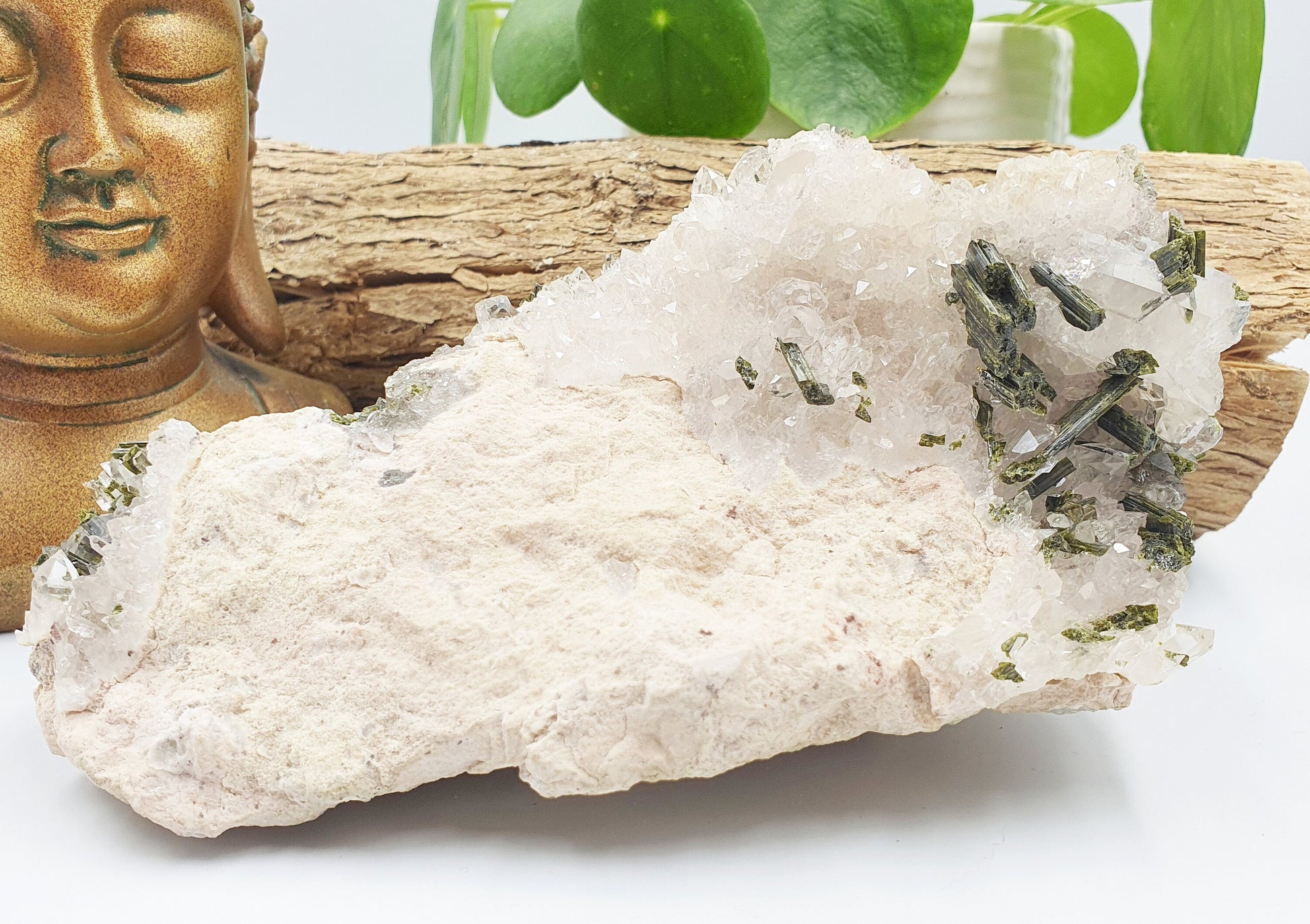 Large Sparkly Epidote & Quartz Raw Crystal Specimen - 731g
