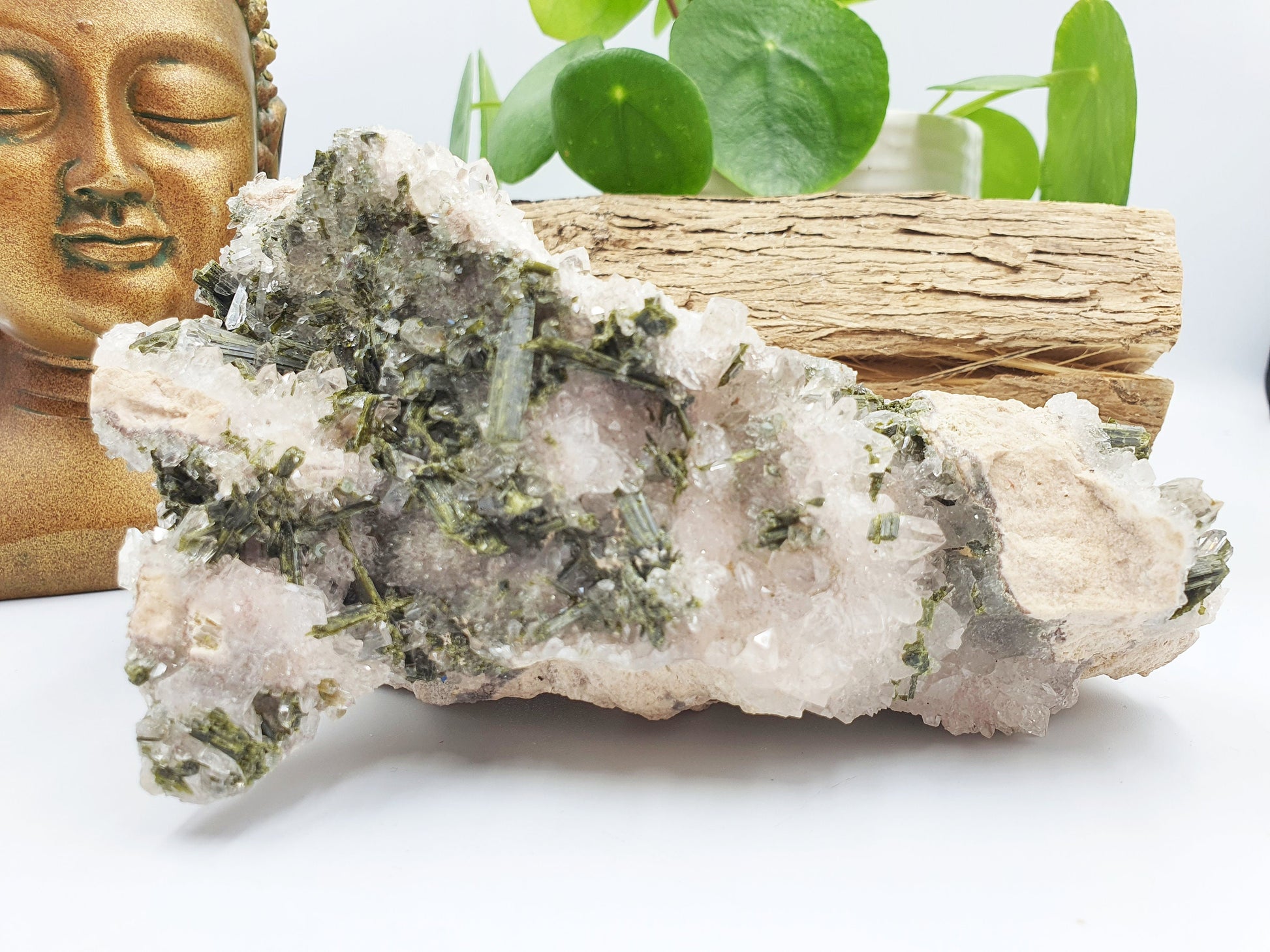 Large Sparkly Epidote & Quartz Raw Crystal Specimen - 731g