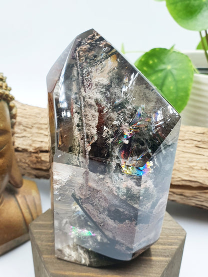 Large Garden Quartz (Lodolite) Freeform with strong rainbows