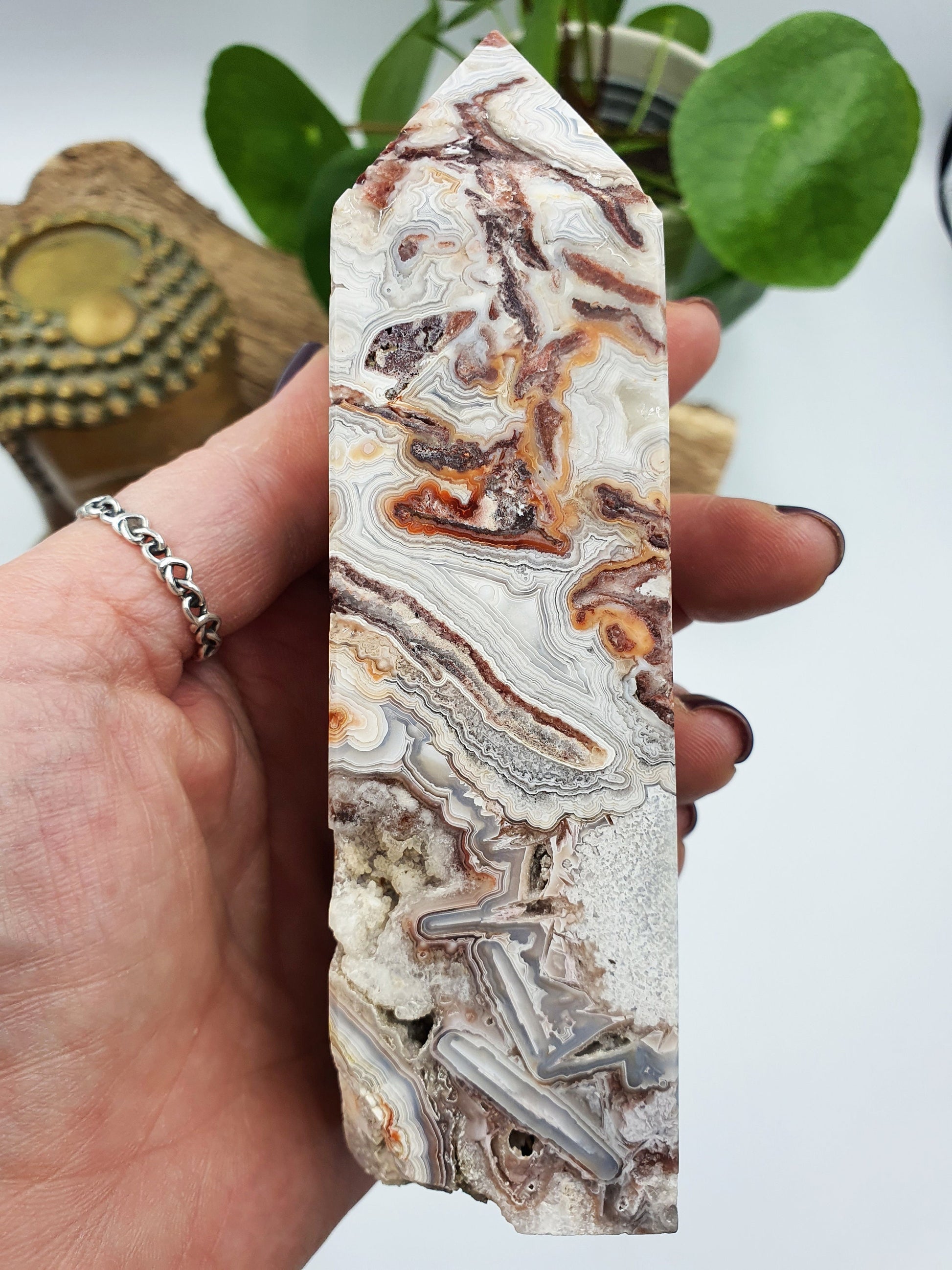 Mexican Crazy Lace Agate Crystal Tower