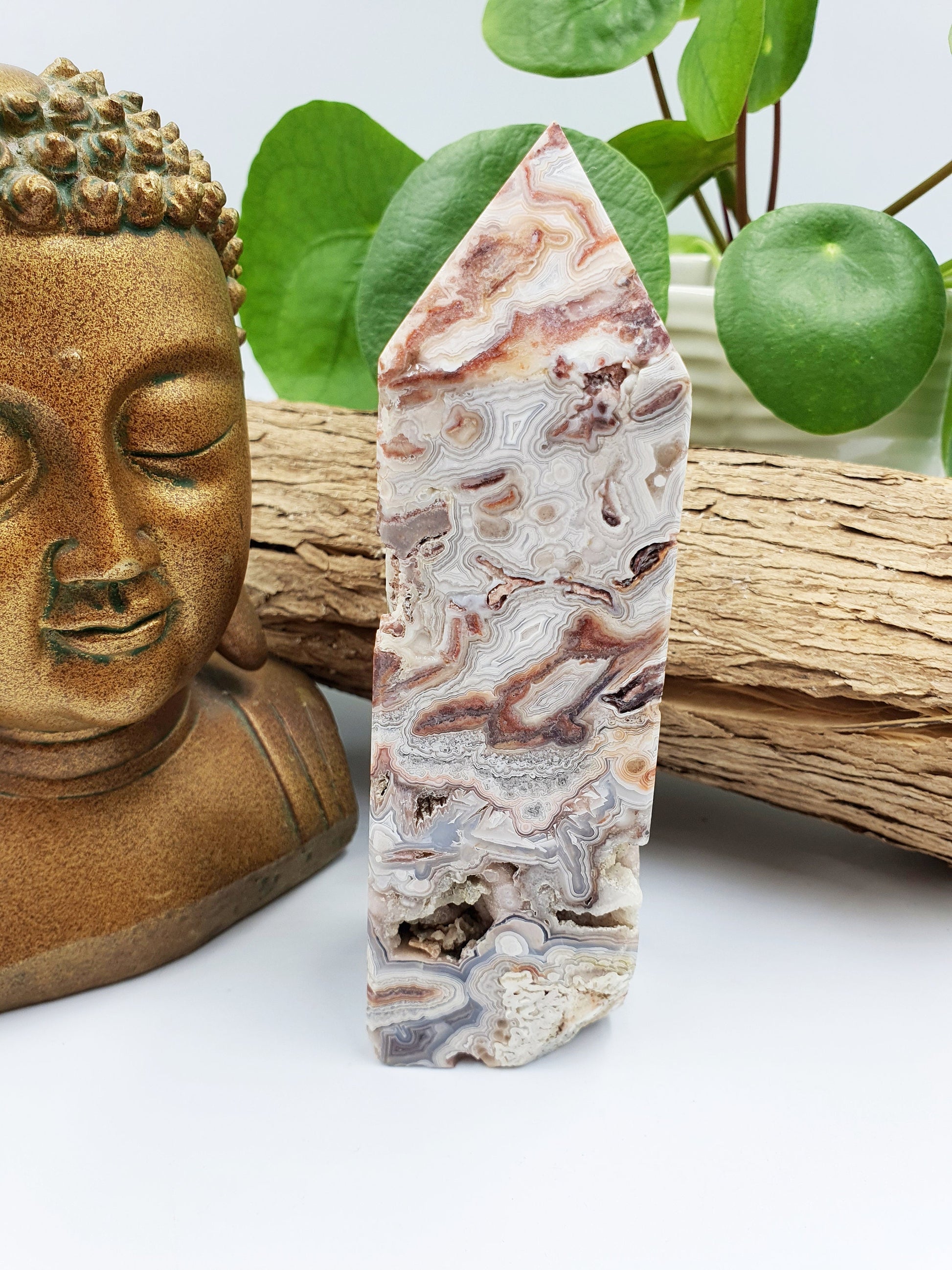 Mexican Crazy Lace Agate Crystal Tower