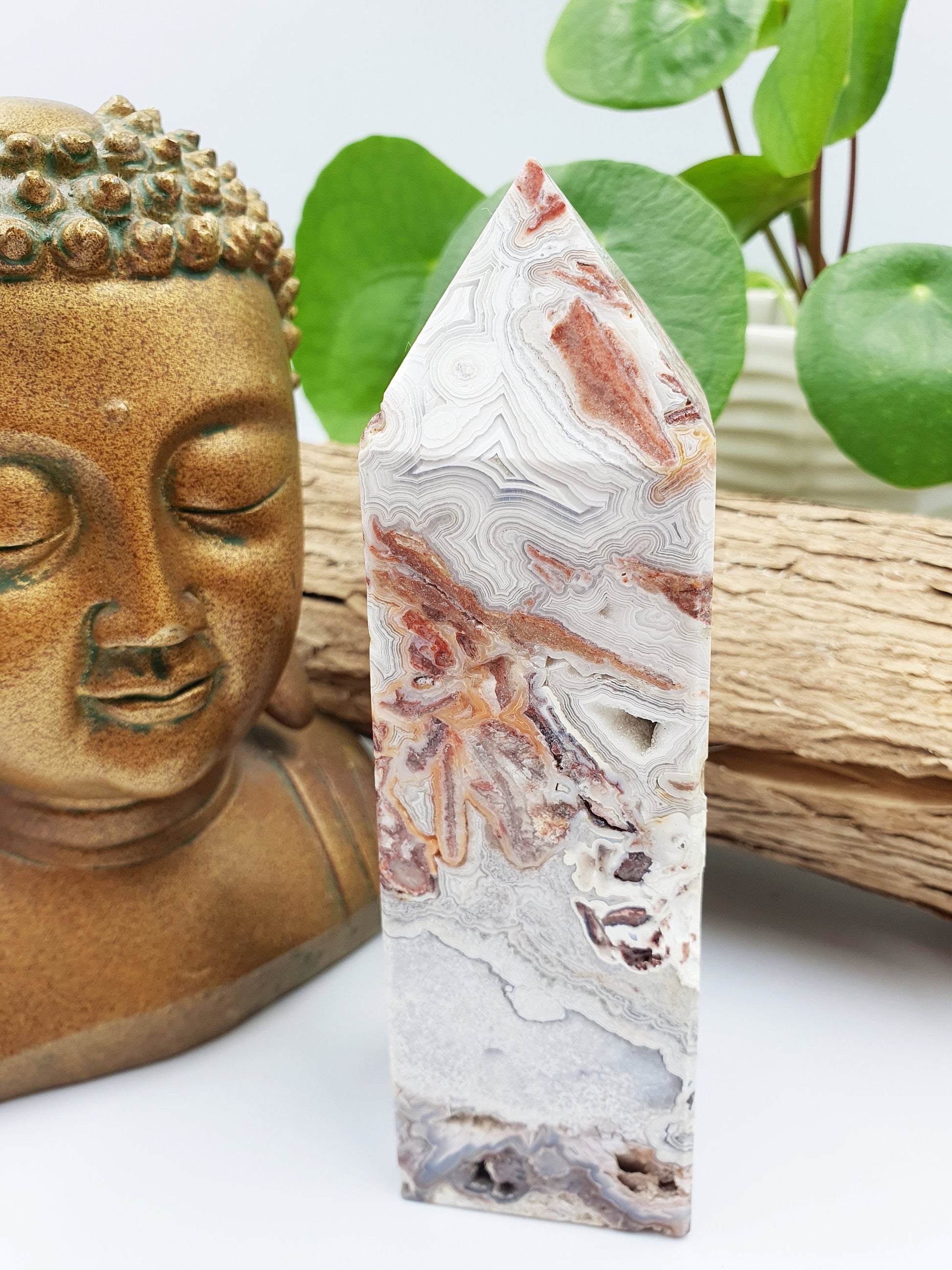 Mexican Crazy Lace Agate Crystal Tower