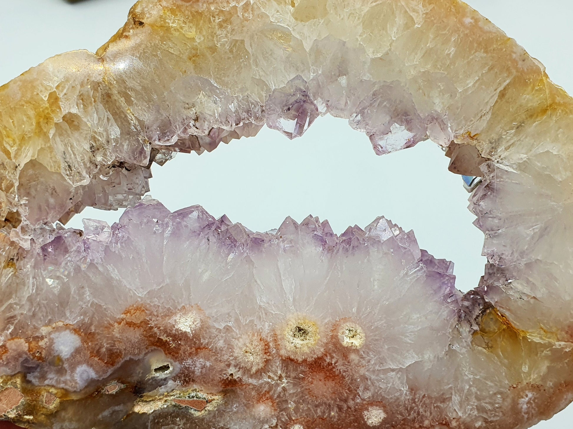 Pink Amethyst Crystal Slice with druzy
