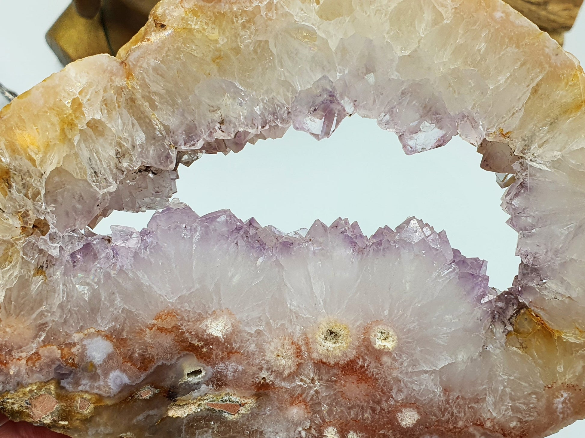 Pink Amethyst Crystal Slice with druzy