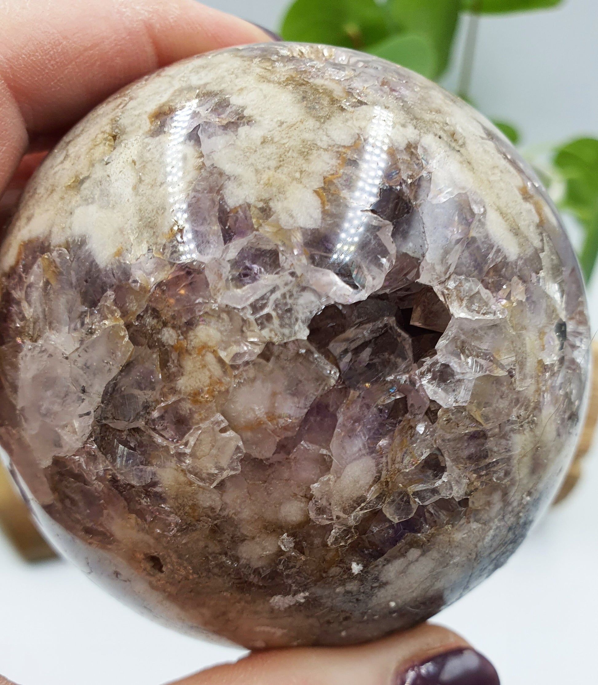 Pink Amethyst Sphere with sparkly druzy