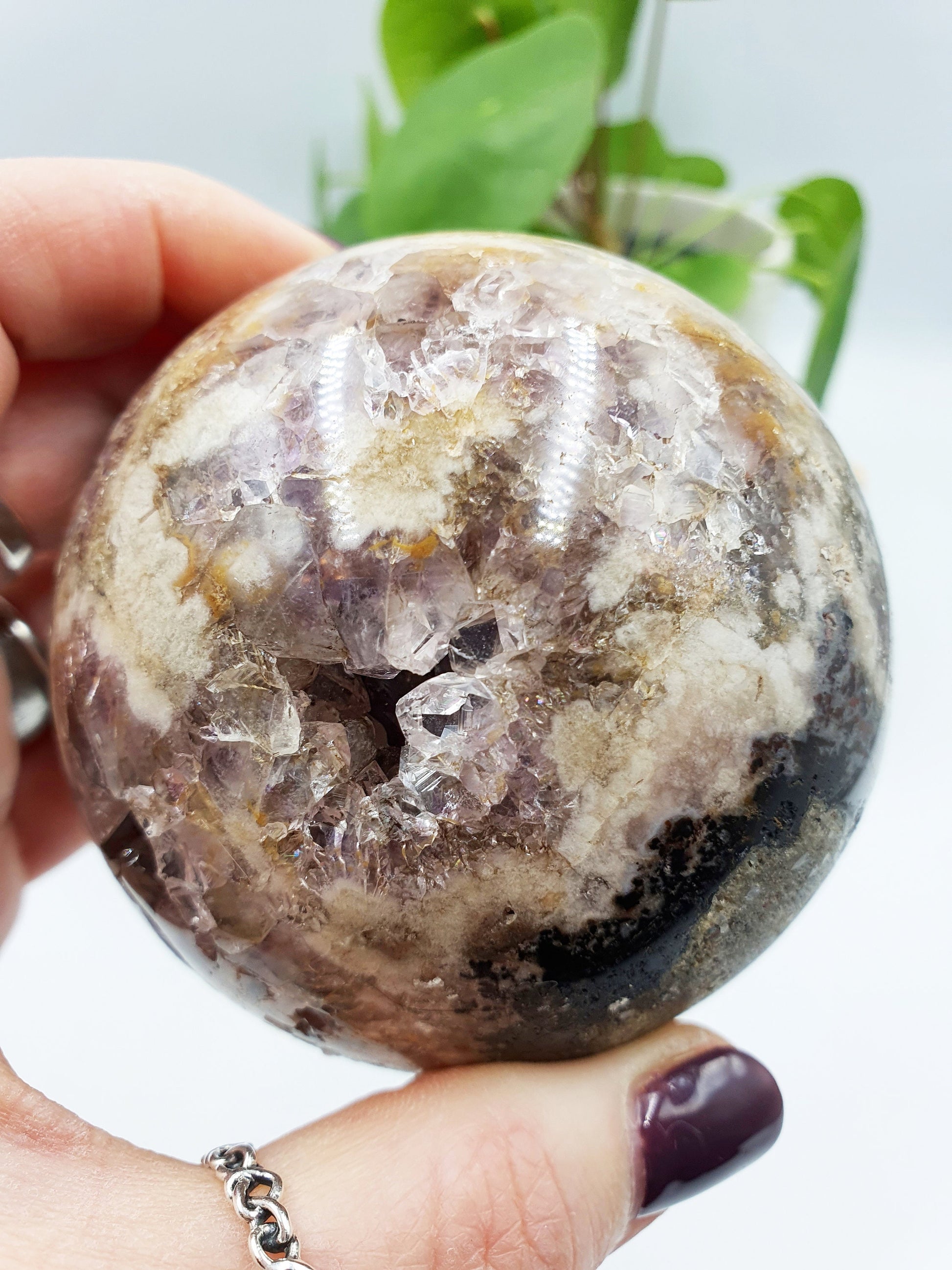 Pink Amethyst Sphere with sparkly druzy