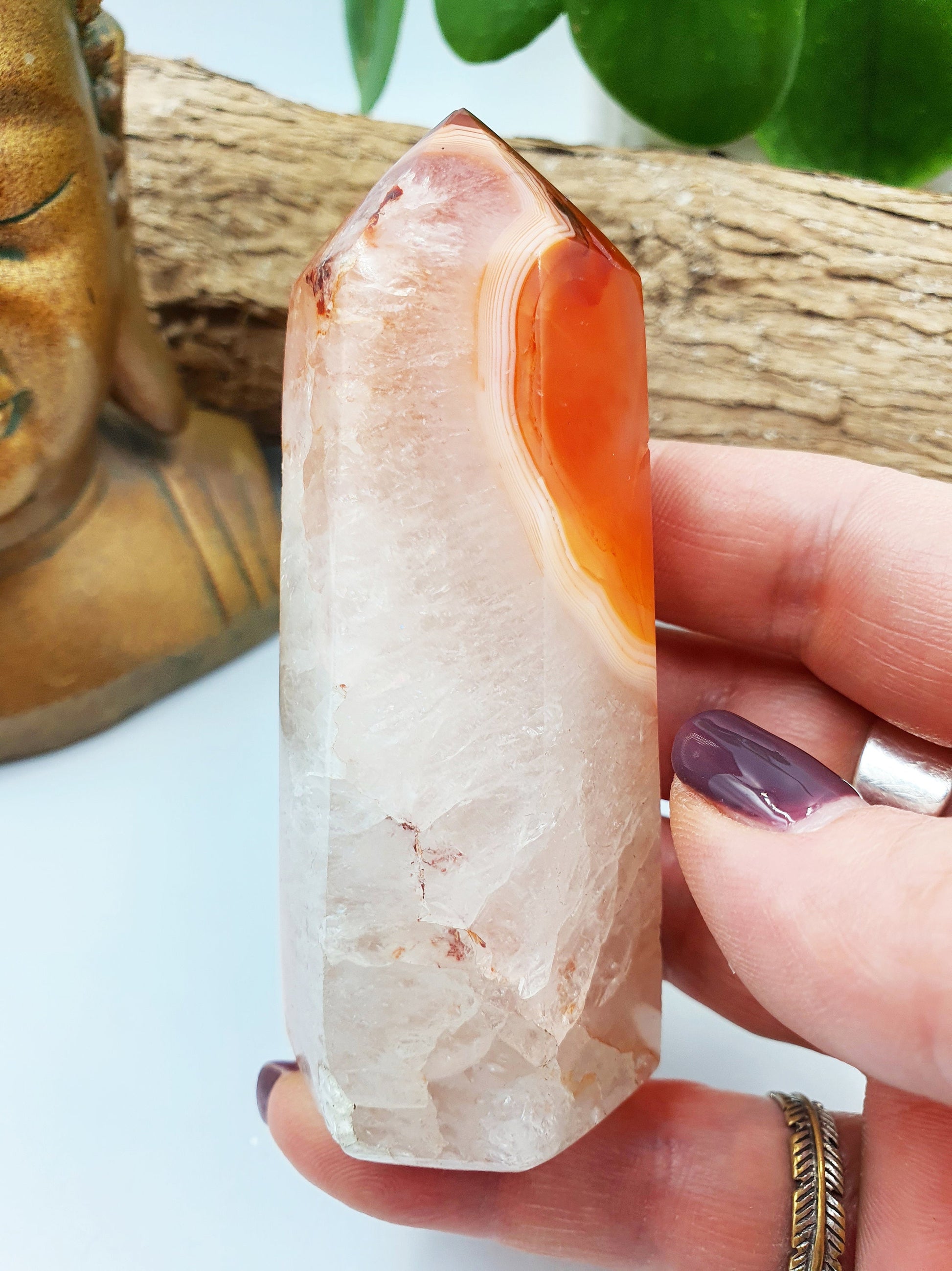 Sparkling Drusy Carnelian Crystal Tower
