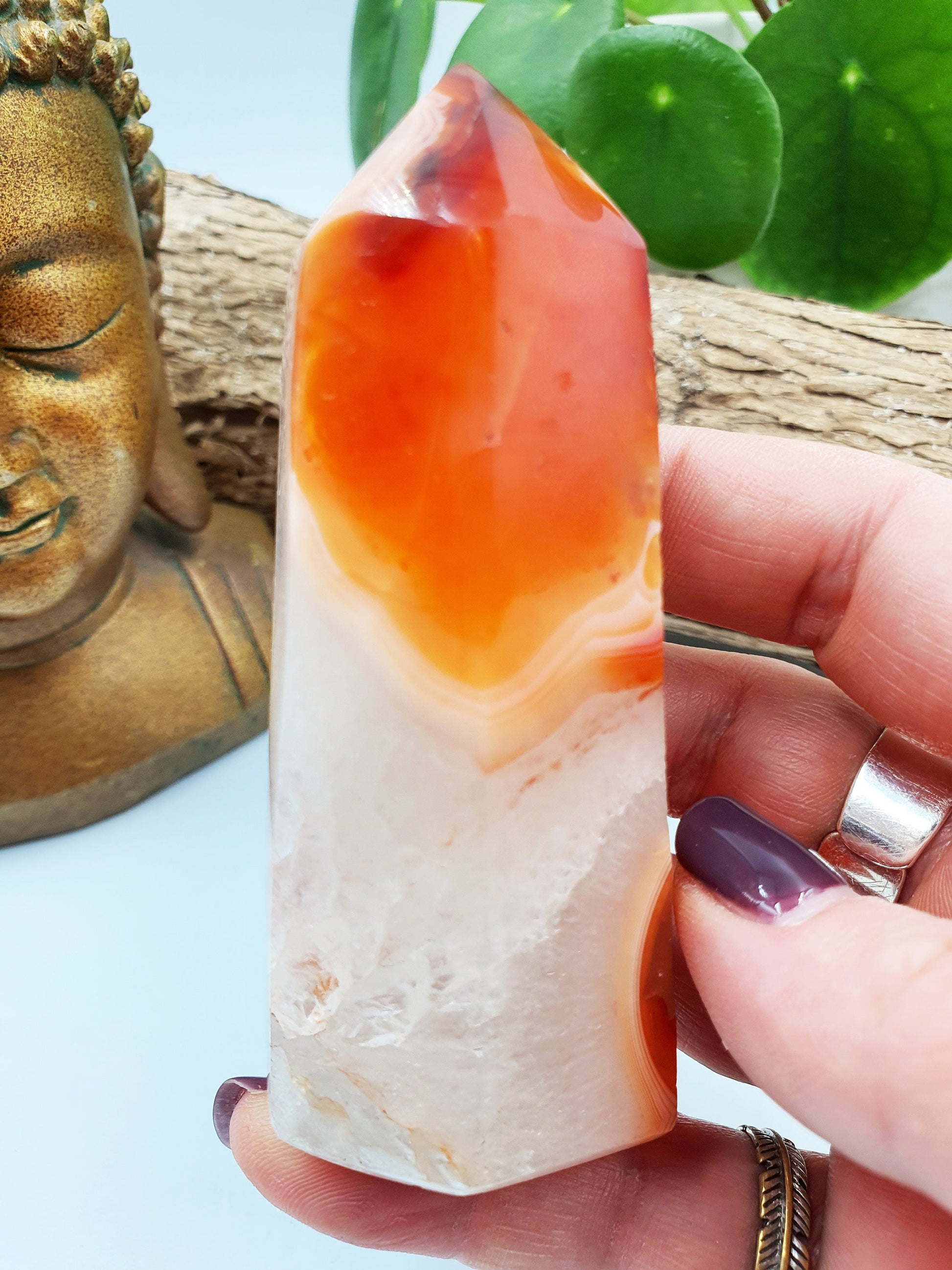 Sparkling Drusy Carnelian Crystal Tower