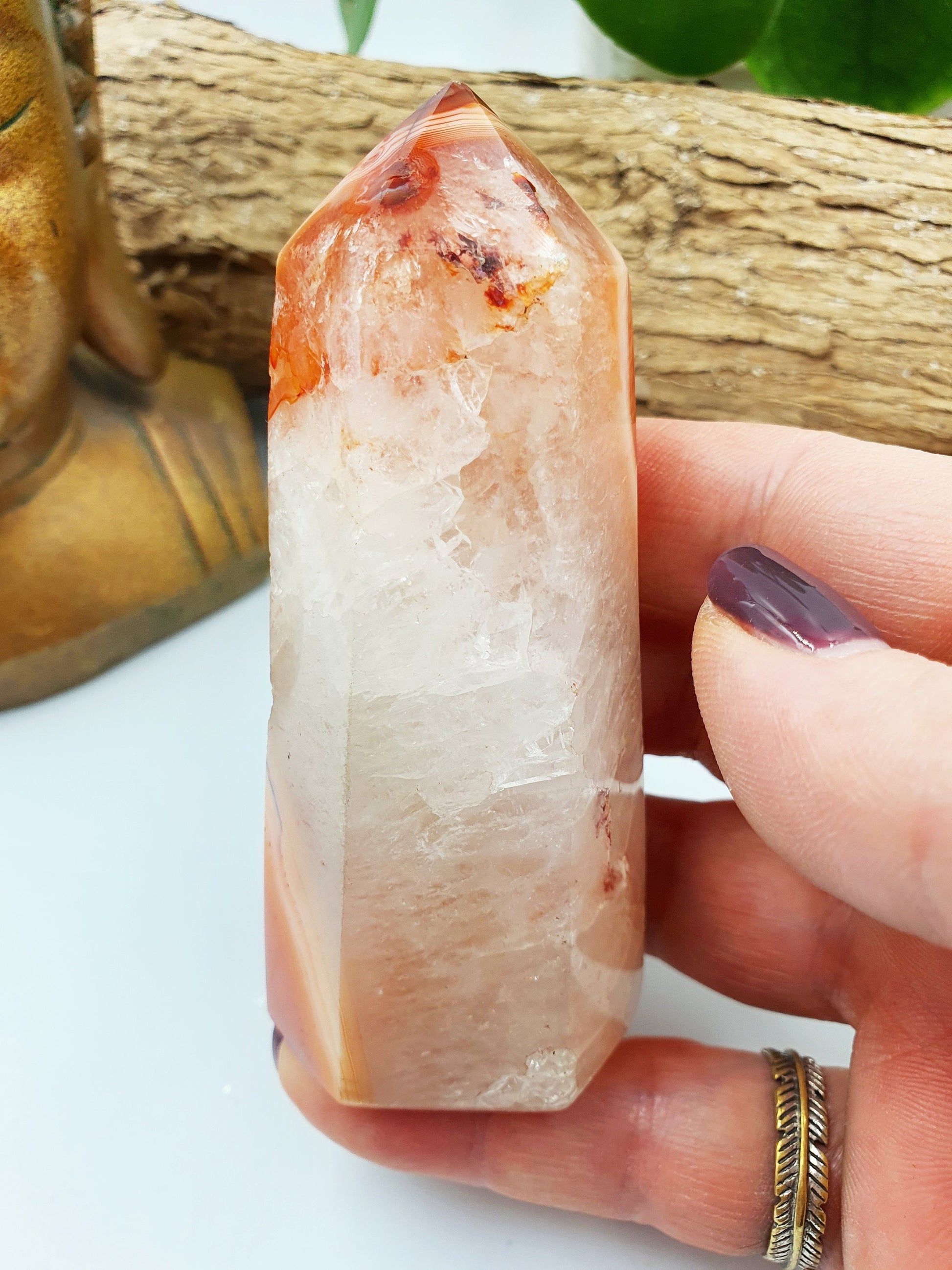 Sparkling Drusy Carnelian Crystal Tower