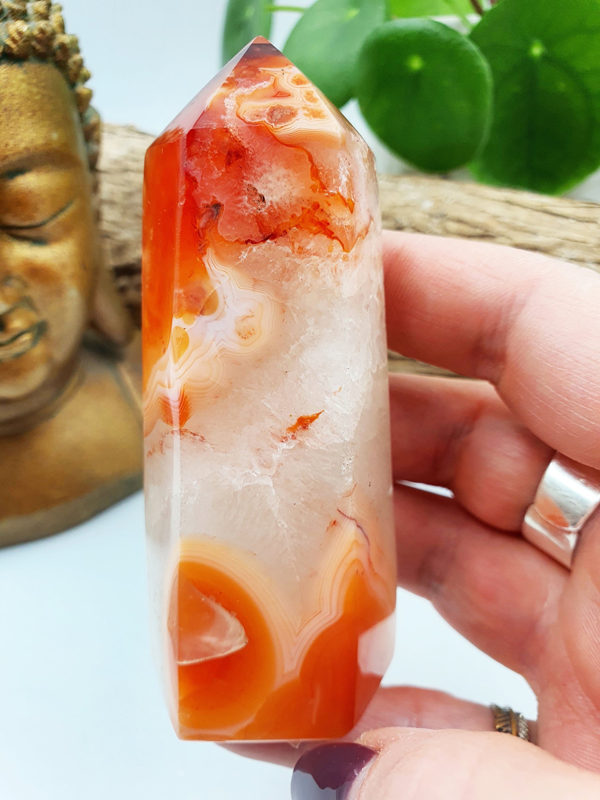 Sparkling Drusy Carnelian Crystal Tower