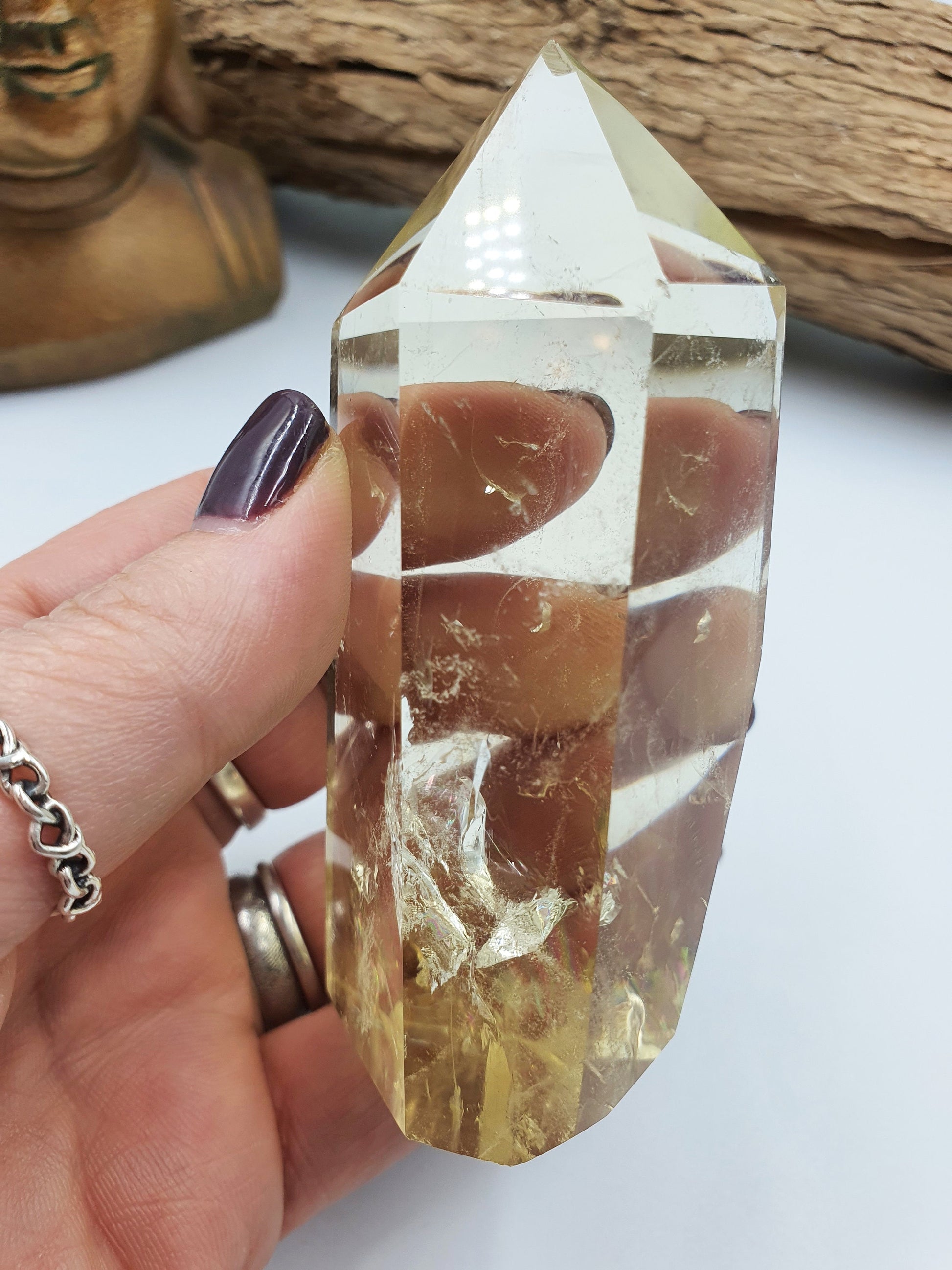 Citrine Crystal Tower With Rainbows