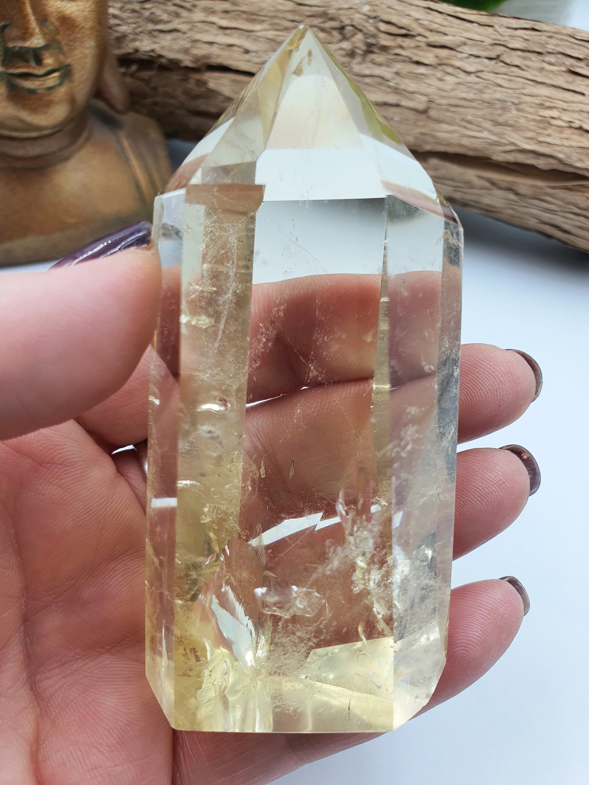 Citrine Crystal Tower With Rainbows