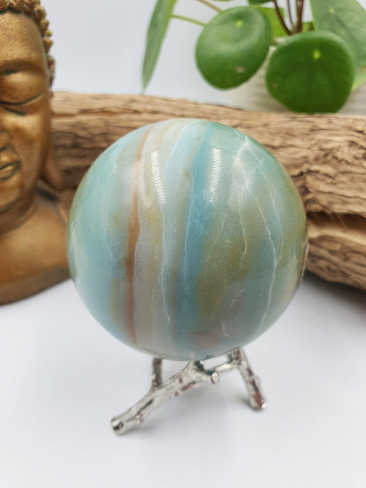 Caribbean Calcite Crystal Sphere - 67mm