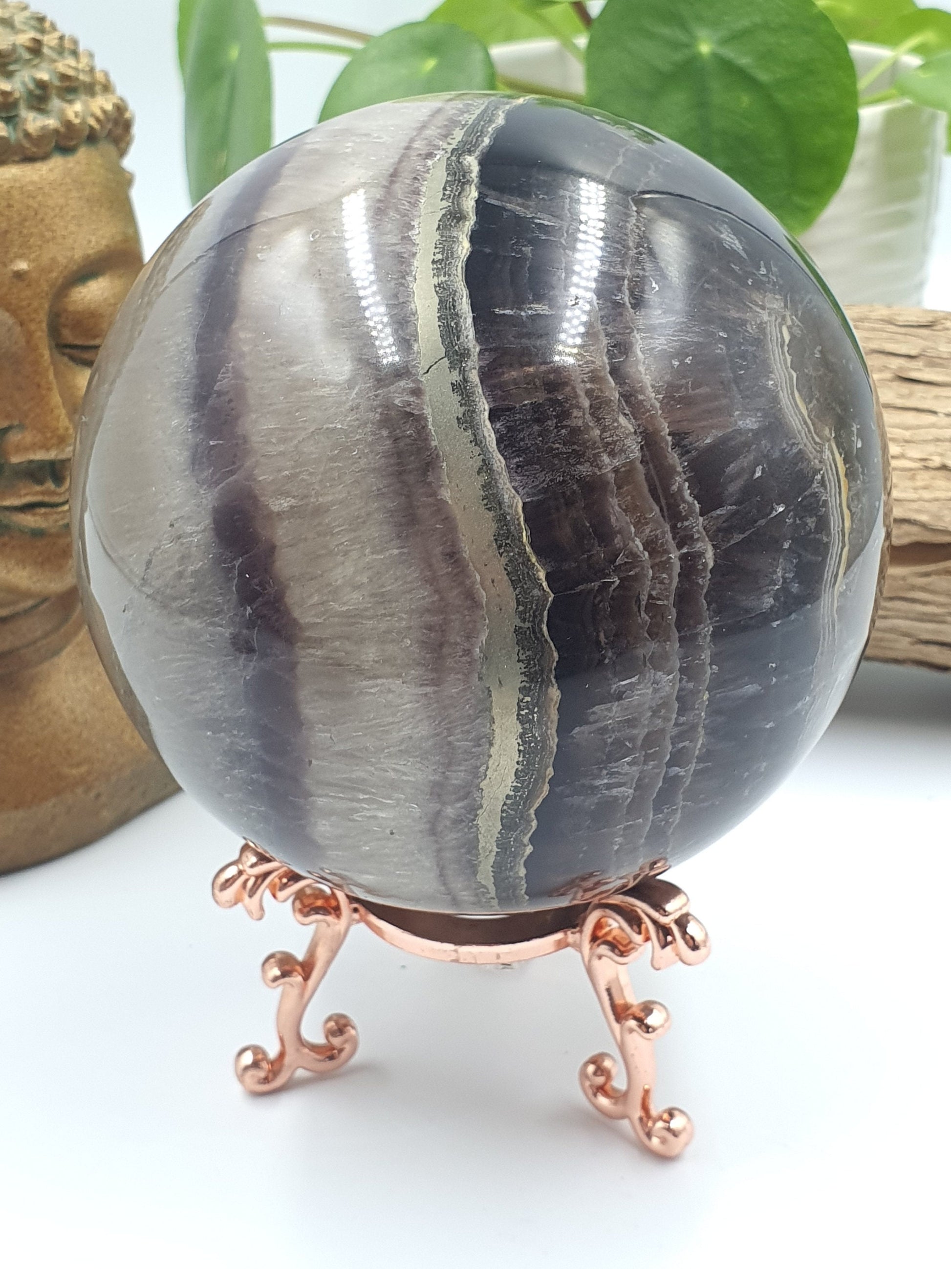 Fluorite & Pyrite Crystal Sphere - 102mm