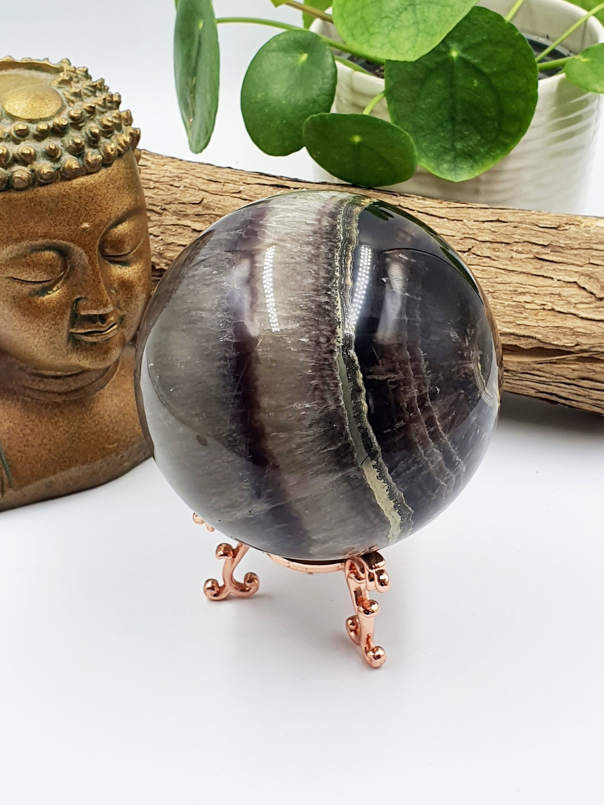 Fluorite & Pyrite Crystal Sphere - 102mm