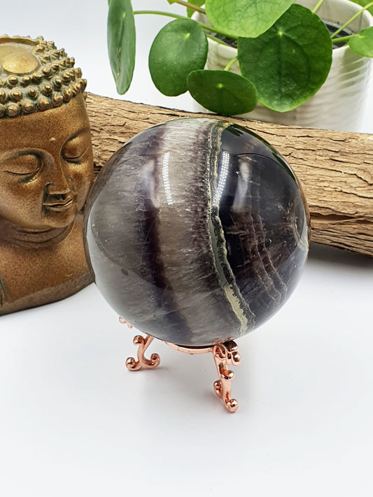 Fluorite & Pyrite Crystal Sphere - 102mm