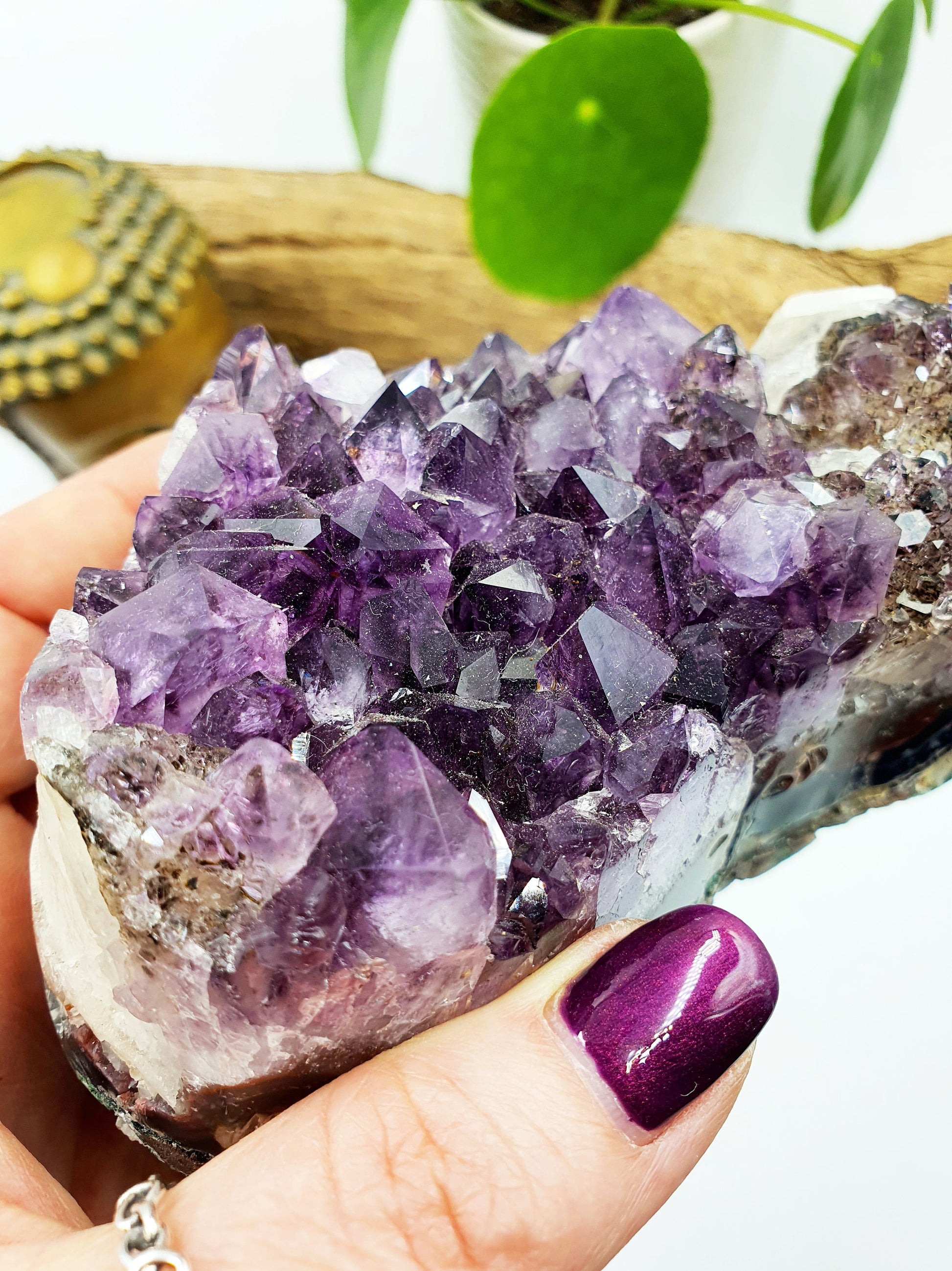 Amethyst Natural Crystal Cluster with rainbow flashes - 672g