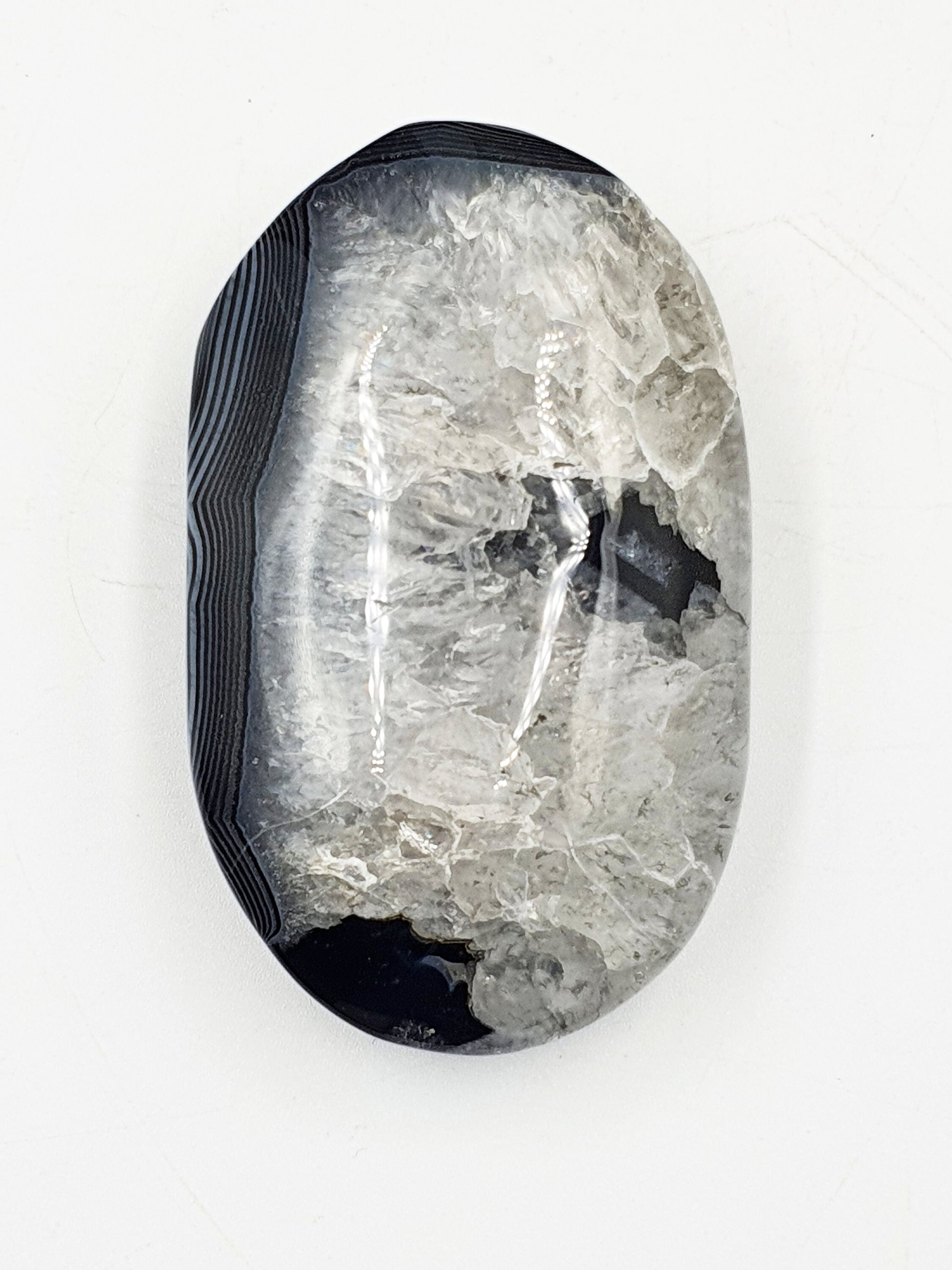 Black Banded Agate Drusy Palm