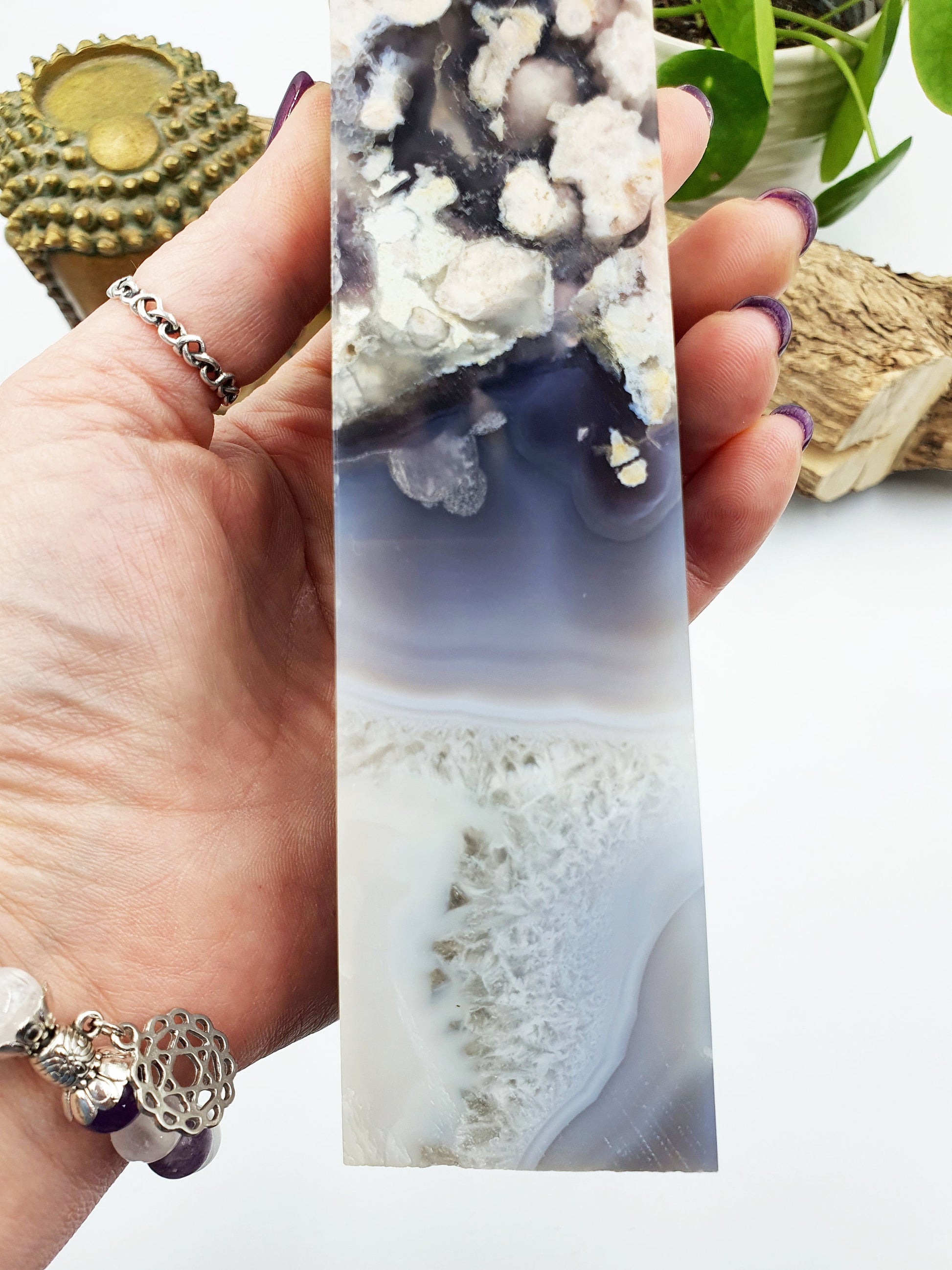 High Quality Black Flower Drusy Agate Crystal Tower - 605g