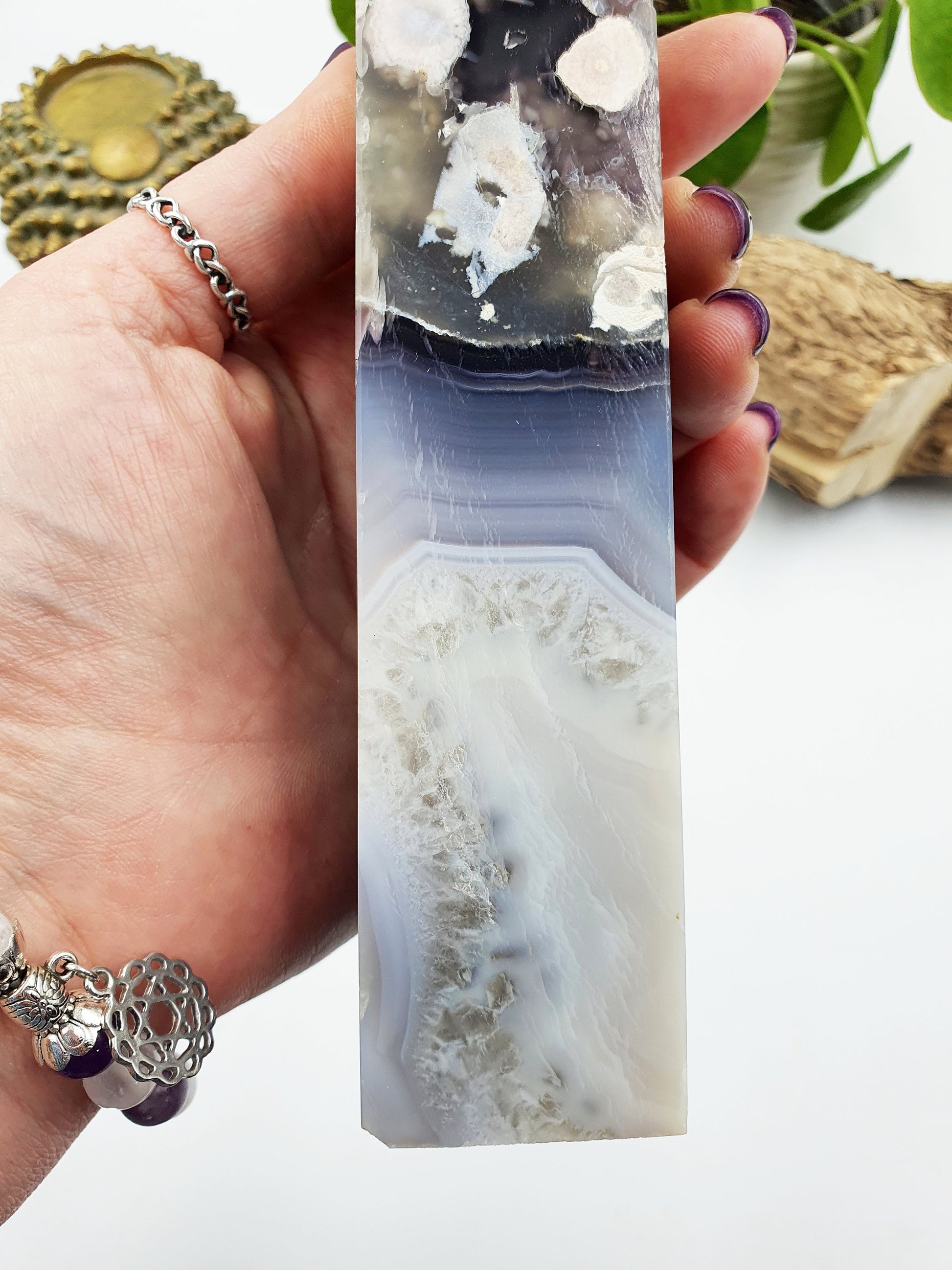 High Quality Black Flower Drusy Agate Crystal Tower - 605g
