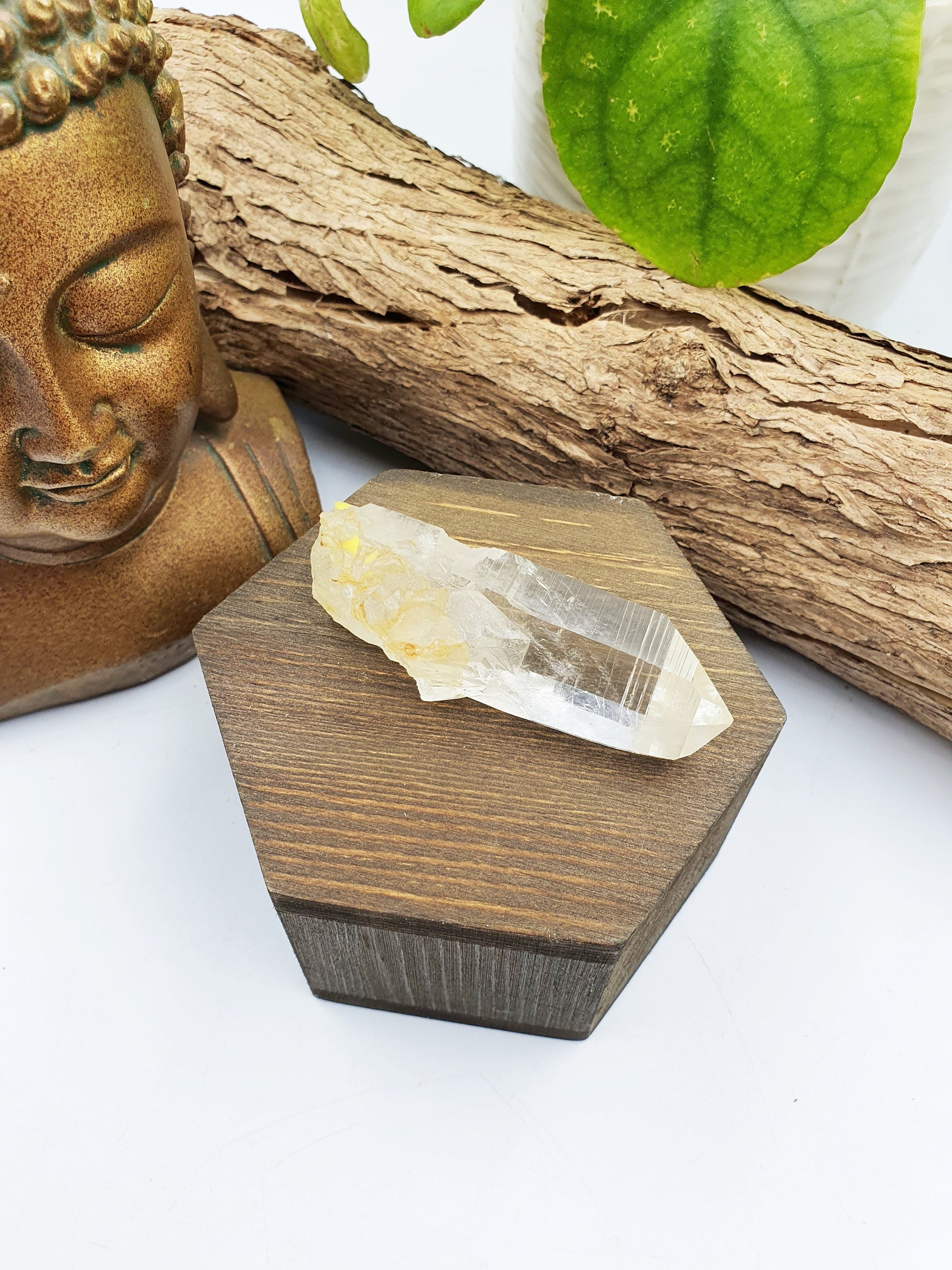 Lemurian Quartz Cluster Point with rainbow