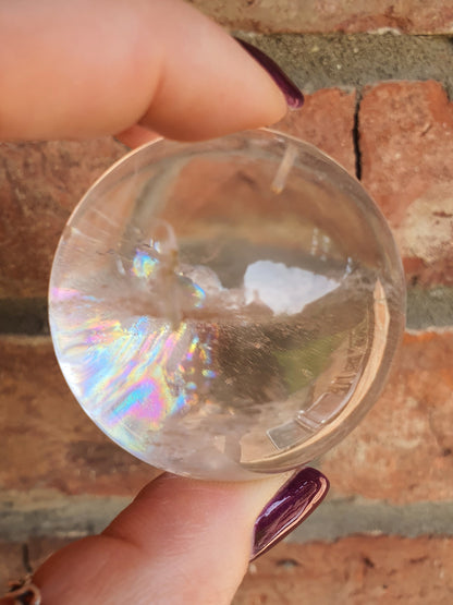A Grade Clear Quartz Sphere with Rainbows
