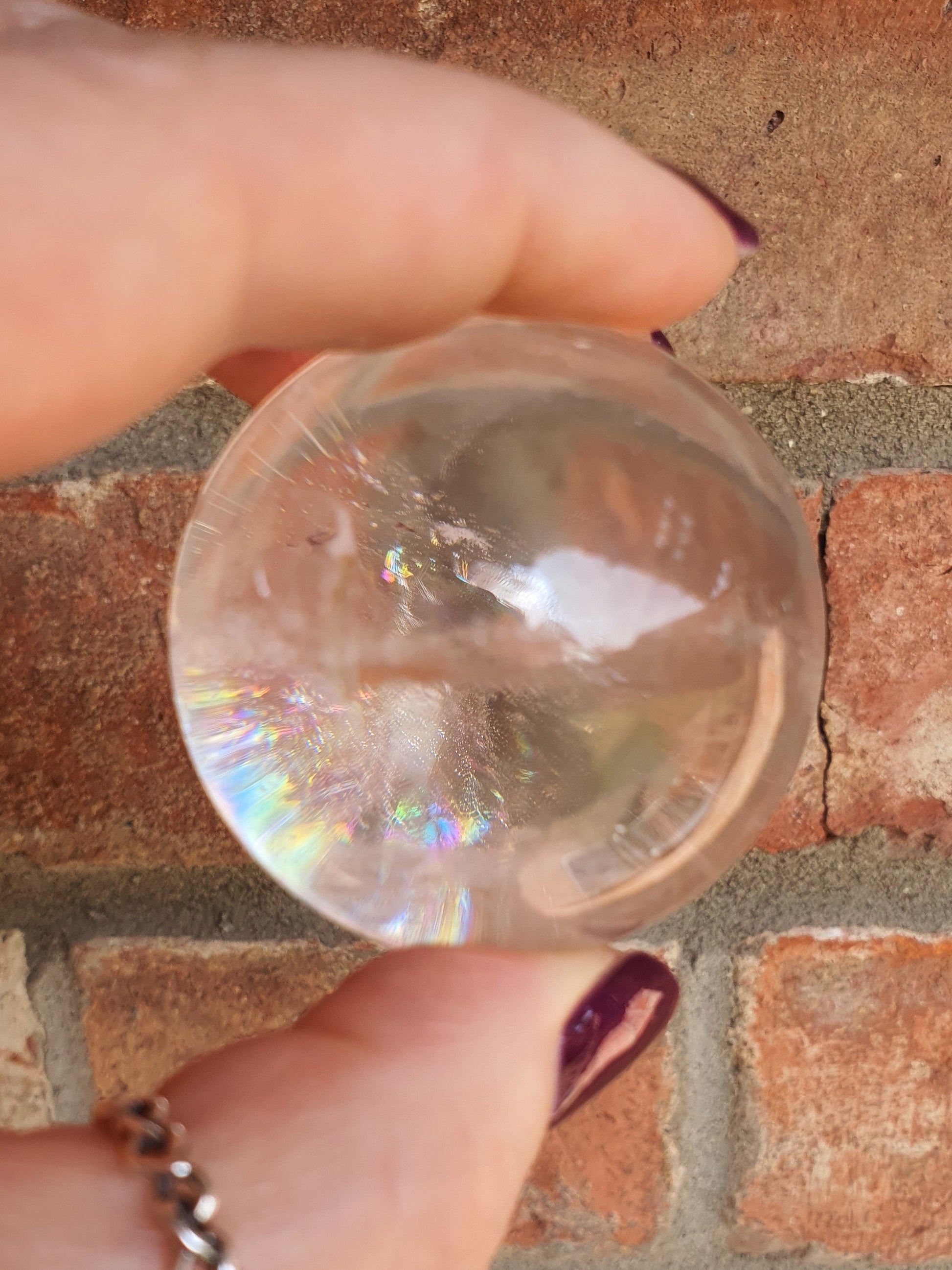 A Grade Clear Quartz Sphere with Rainbows